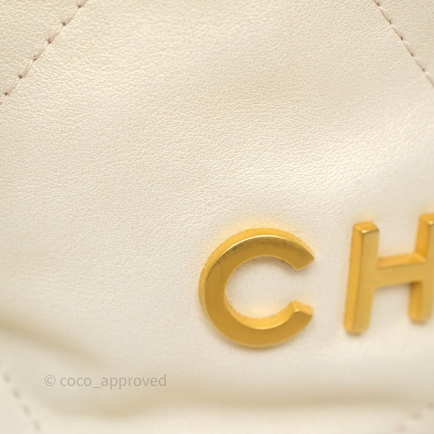 Chanel 22 Mini Bag Iridescent Light Pearly Calfskin Aged Gold Hardware