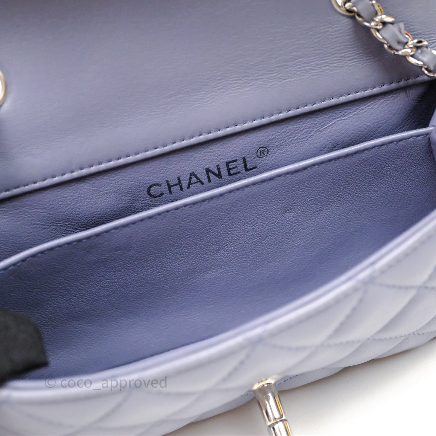 Chanel Quilted Extra Mini Rectangular Flap Purple Lambskin Silver Hardware
