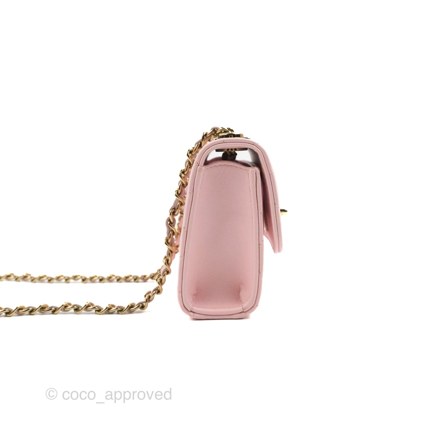 Chanel Mini Quilted Trendy CC Clutch With Chain Pink Lambskin Gold Hardware