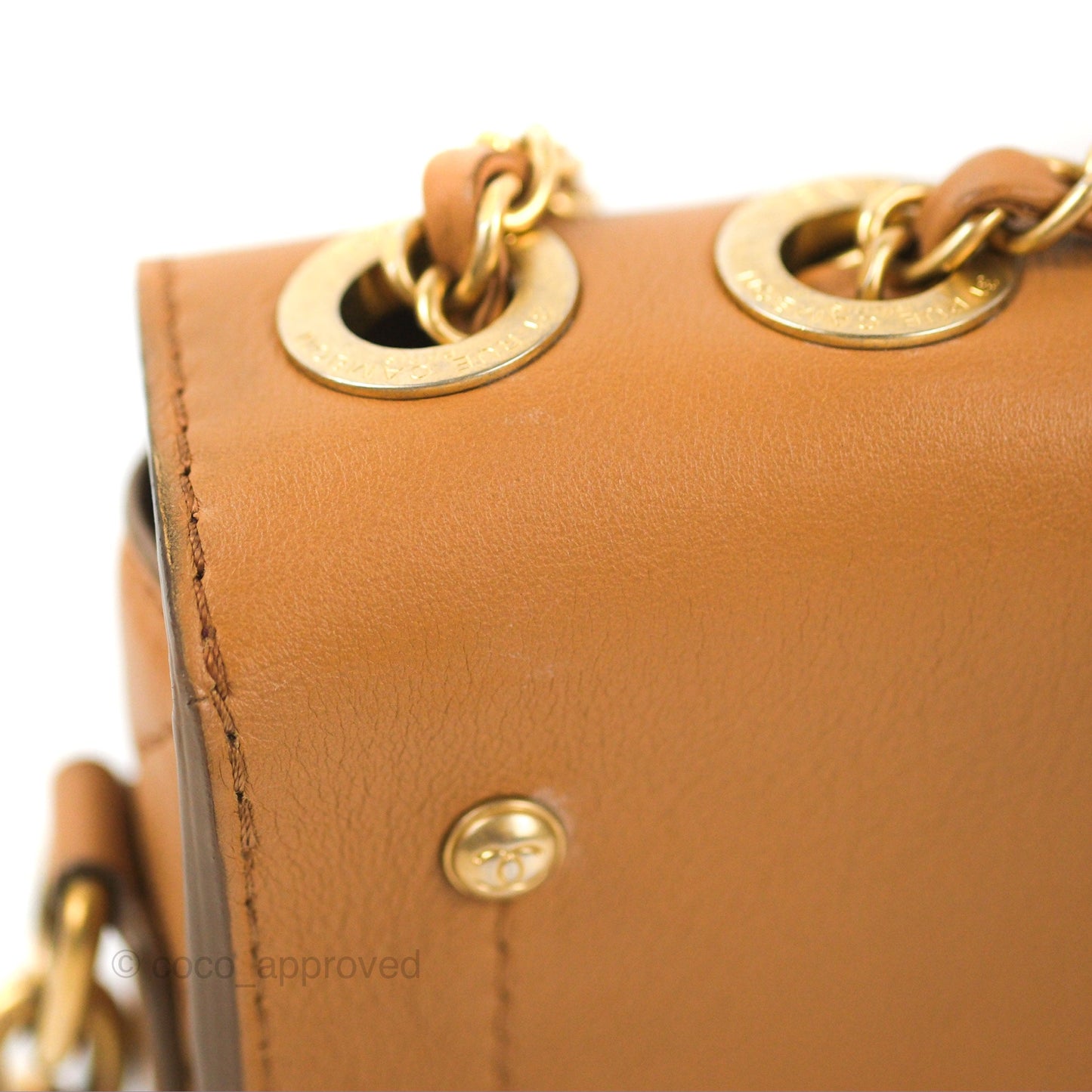 Chanel Flap Bag with Coin Purse Caramel Beige Calfskin Aged Gold Hardware 19K