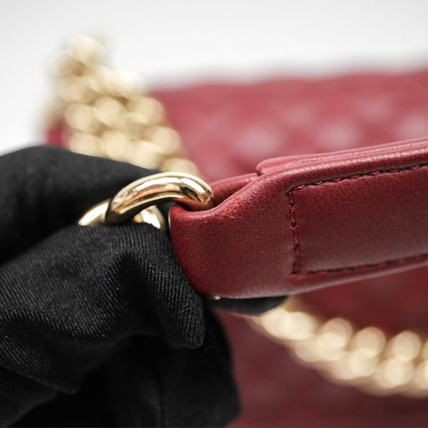 Chanel Quilted Medium Boy Dark Red Lambskin Gold Hardware