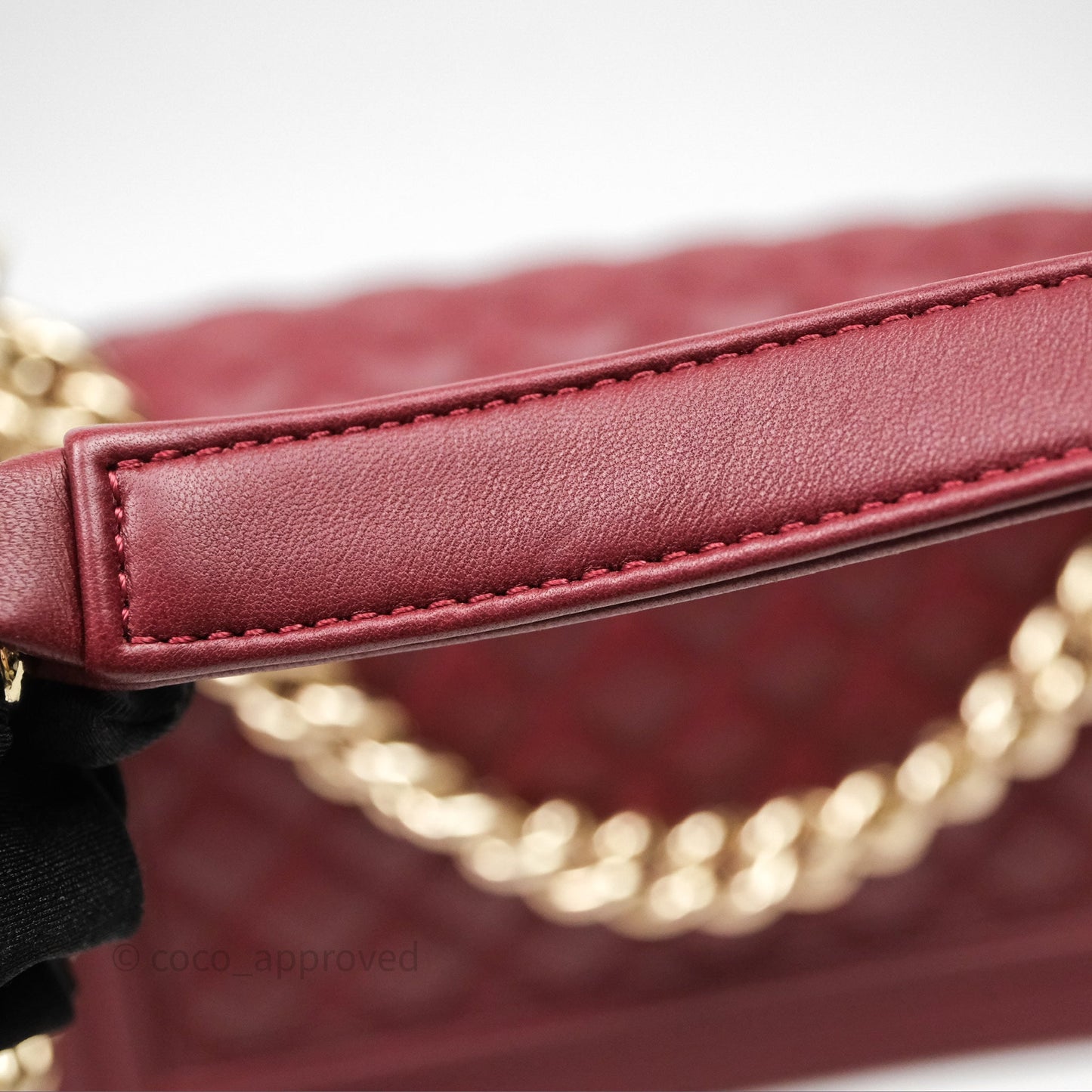 Chanel Quilted Medium Boy Dark Red Lambskin Gold Hardware