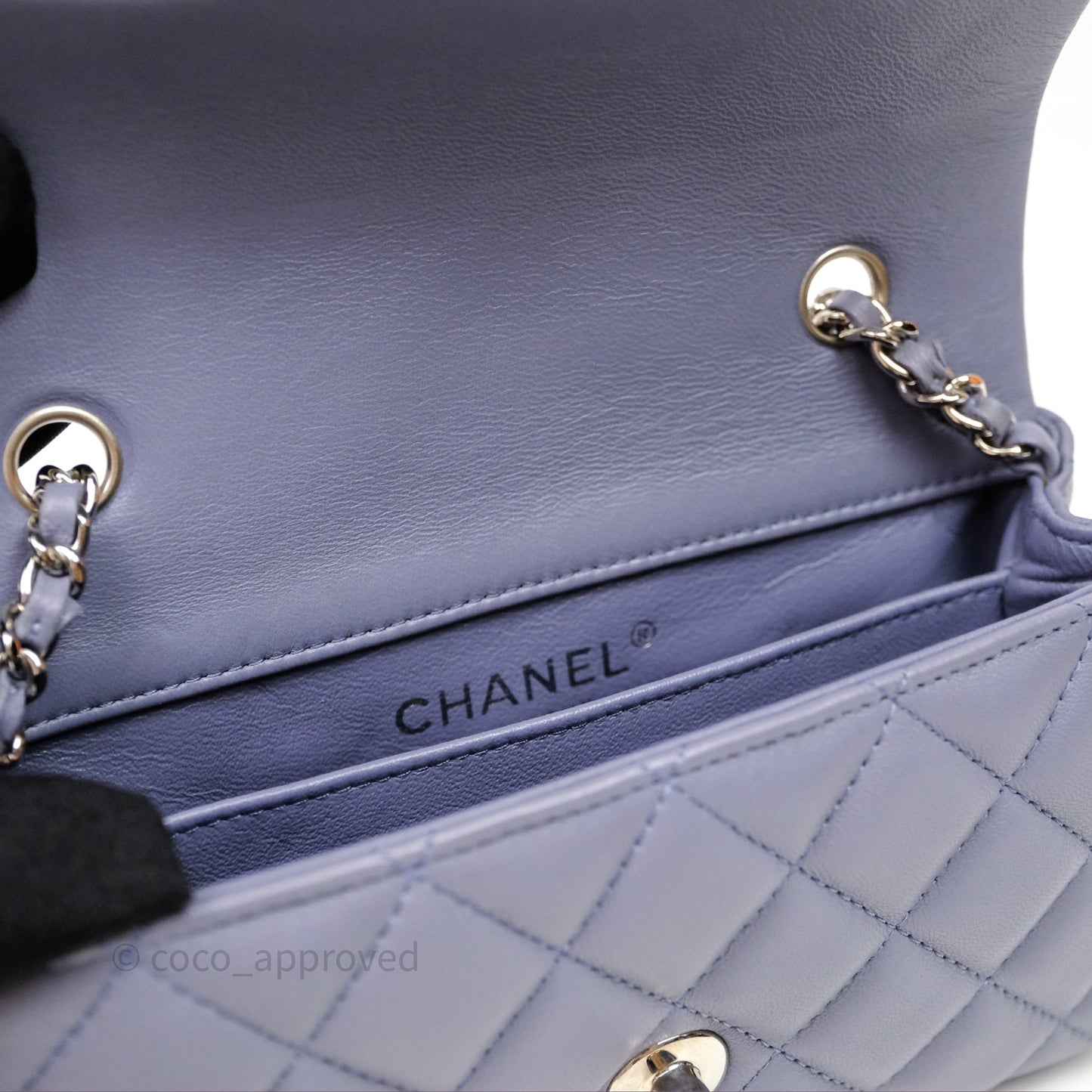 Chanel Quilted Extra Mini Rectangular Flap Purple Lambskin Silver Hardware