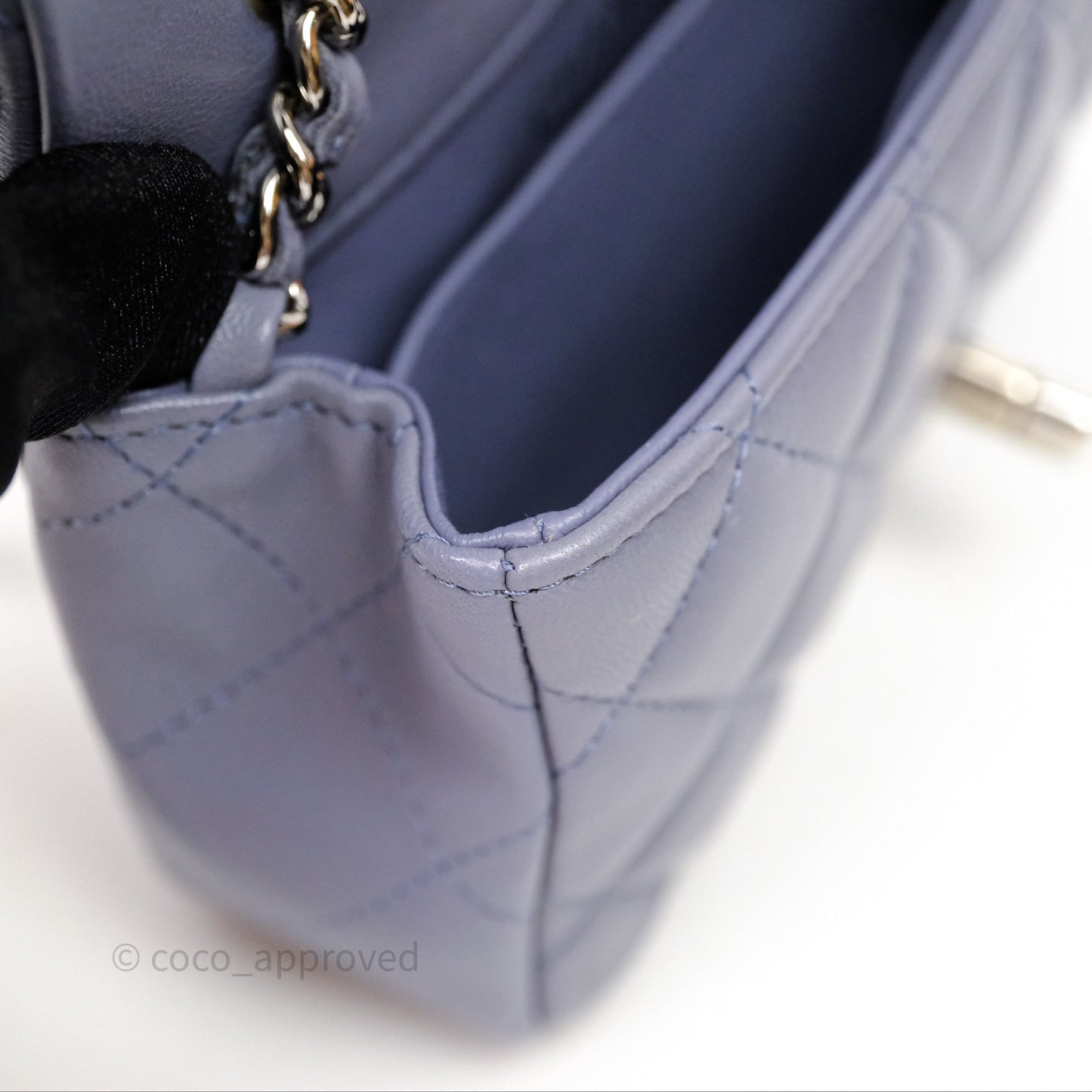 Chanel Quilted Extra Mini Rectangular Flap Purple Lambskin Silver Hardware