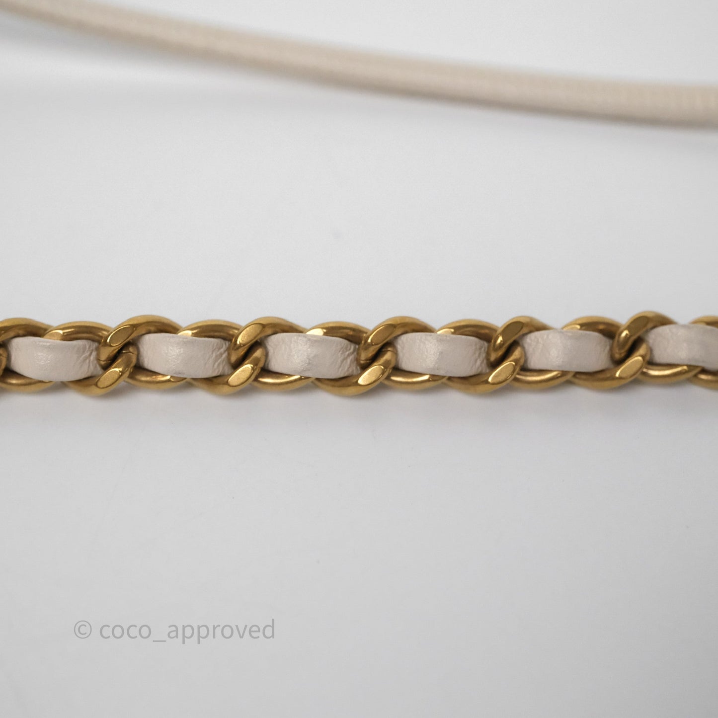Chanel 22 Mini Bag Iridescent Light Pearly Calfskin Aged Gold Hardware