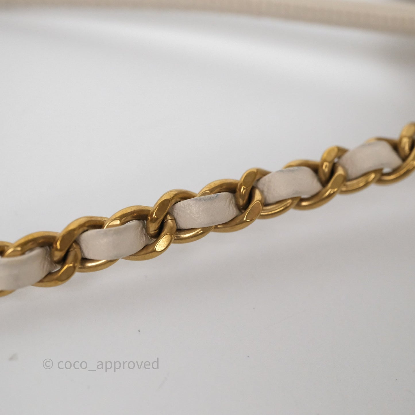 Chanel 22 Mini Bag Iridescent Light Pearly Calfskin Aged Gold Hardware