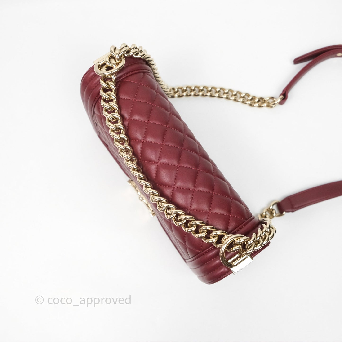 Chanel Quilted Medium Boy Dark Red Lambskin Gold Hardware