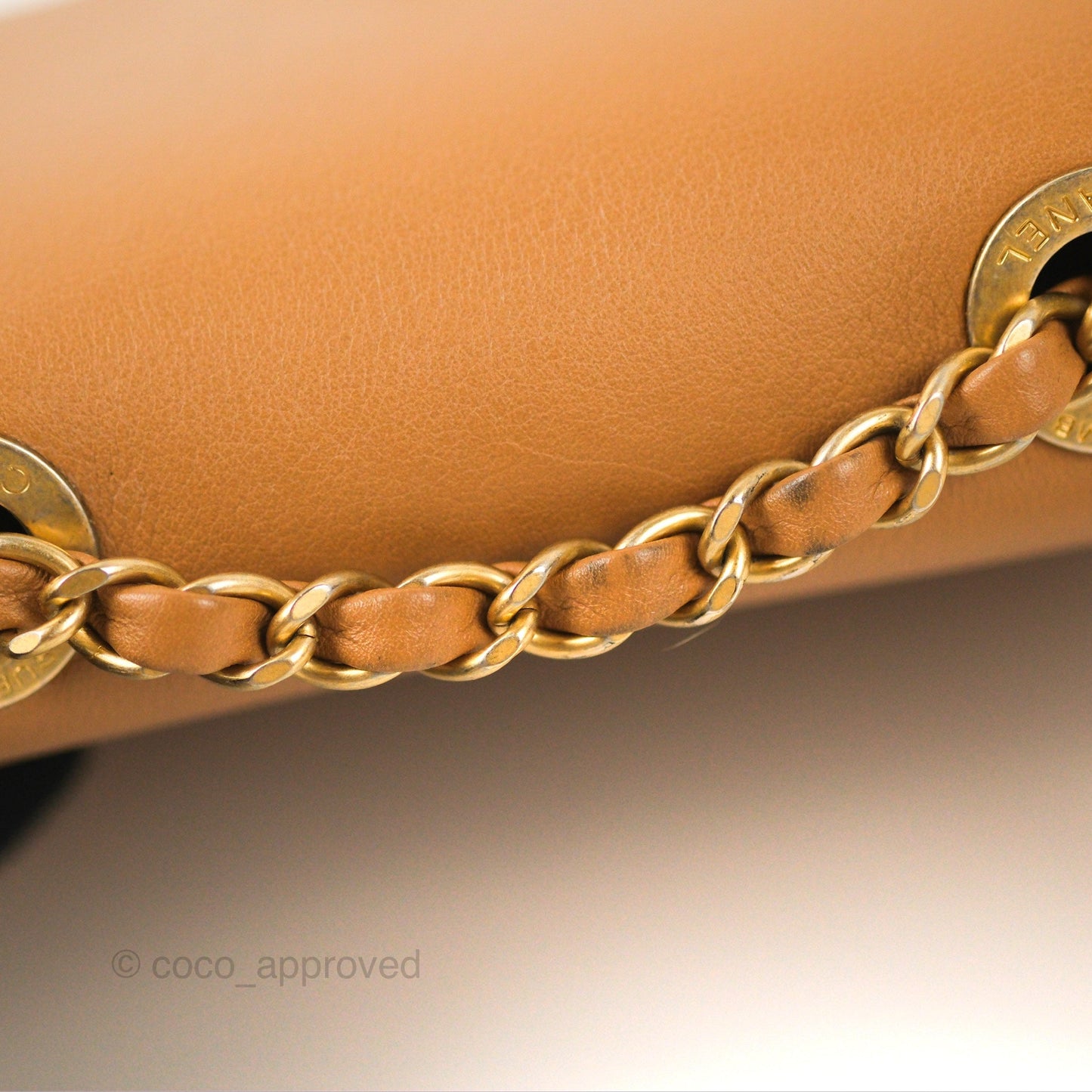 Chanel Flap Bag with Coin Purse Caramel Beige Calfskin Aged Gold Hardware 19K