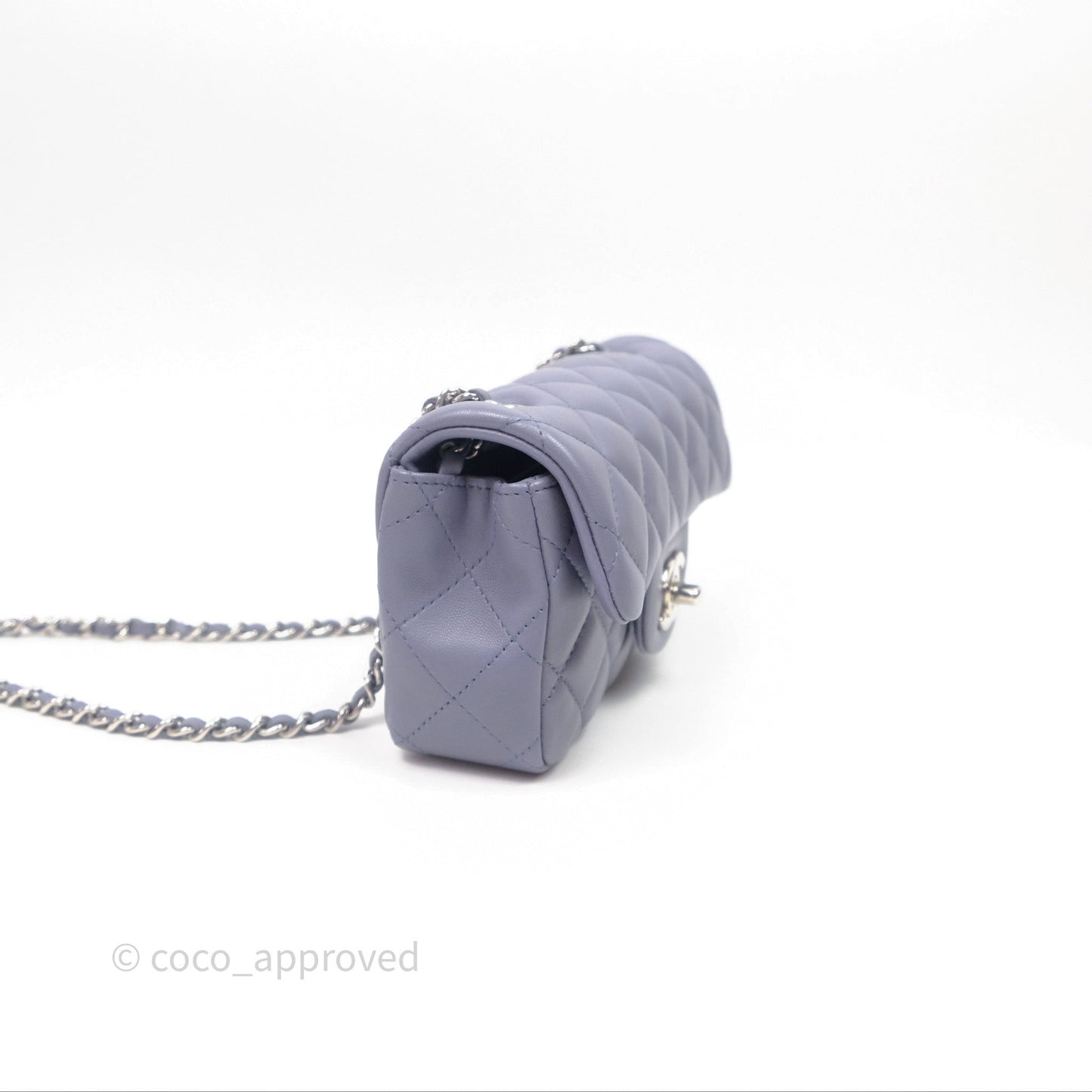 Chanel Quilted Extra Mini Rectangular Flap Purple Lambskin Silver Hardware
