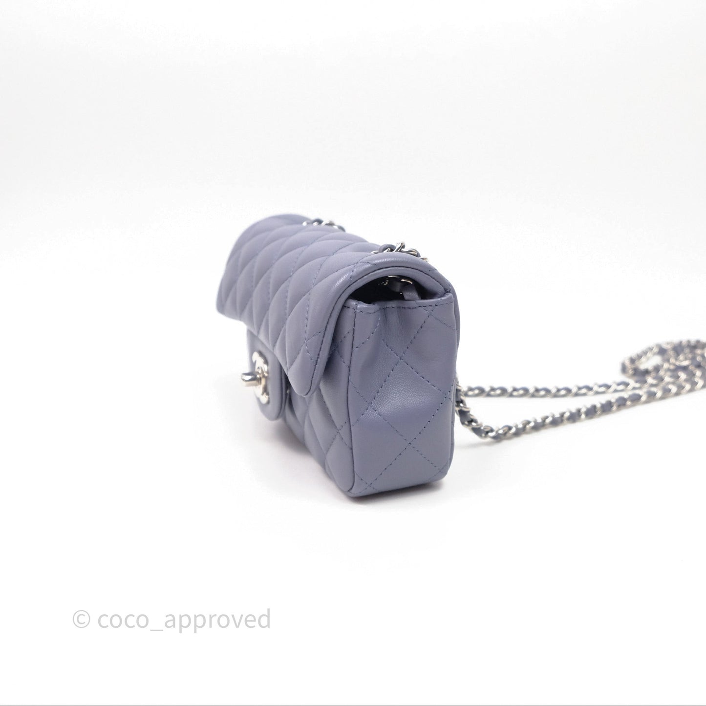 Chanel Quilted Extra Mini Rectangular Flap Purple Lambskin Silver Hardware