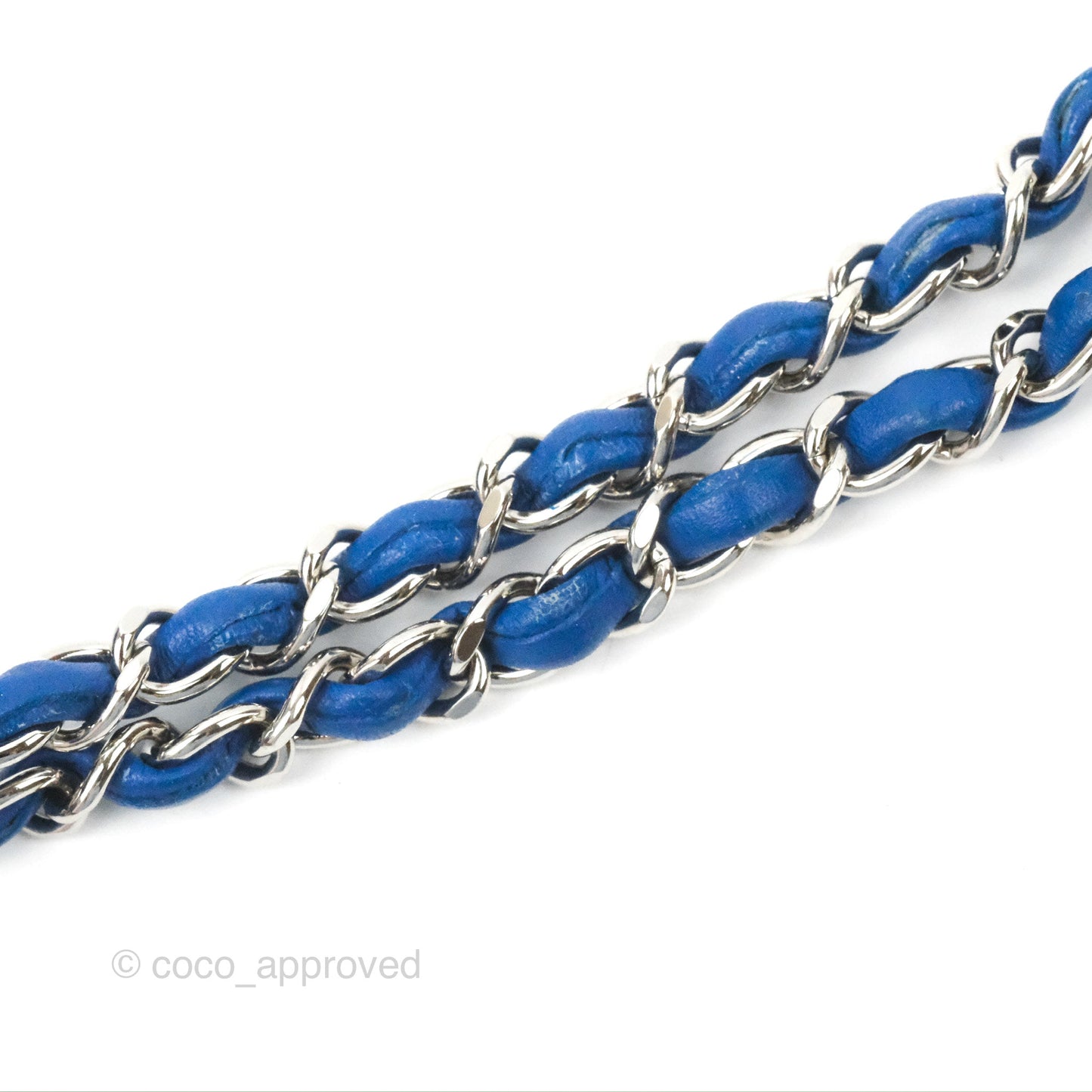 Chanel Quilted Mini Square Blue Lambskin Silver Hardware