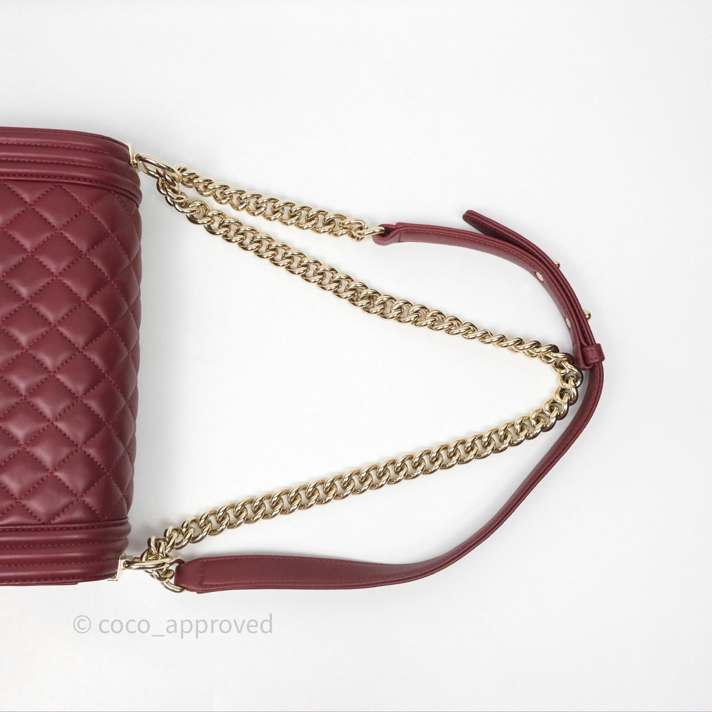 Chanel Quilted Medium Boy Dark Red Lambskin Gold Hardware