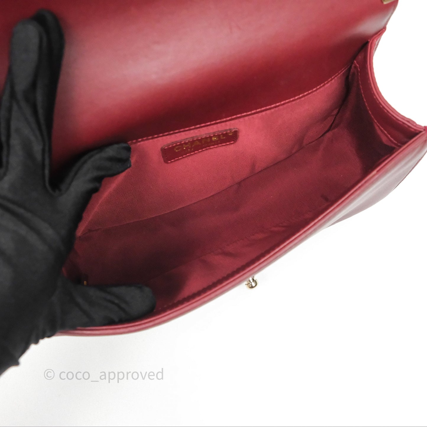 Chanel Quilted Medium Boy Dark Red Lambskin Gold Hardware