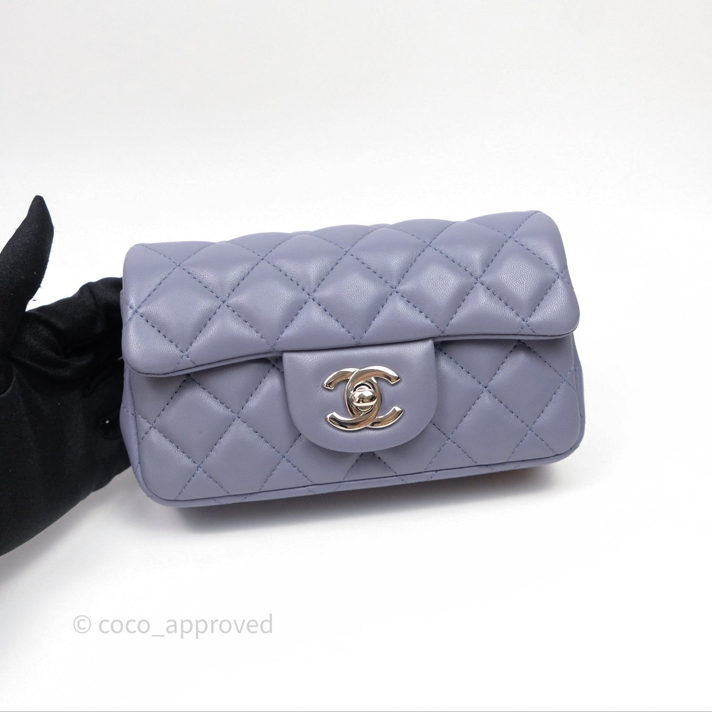 Chanel Quilted Extra Mini Rectangular Flap Purple Lambskin Silver Hardware
