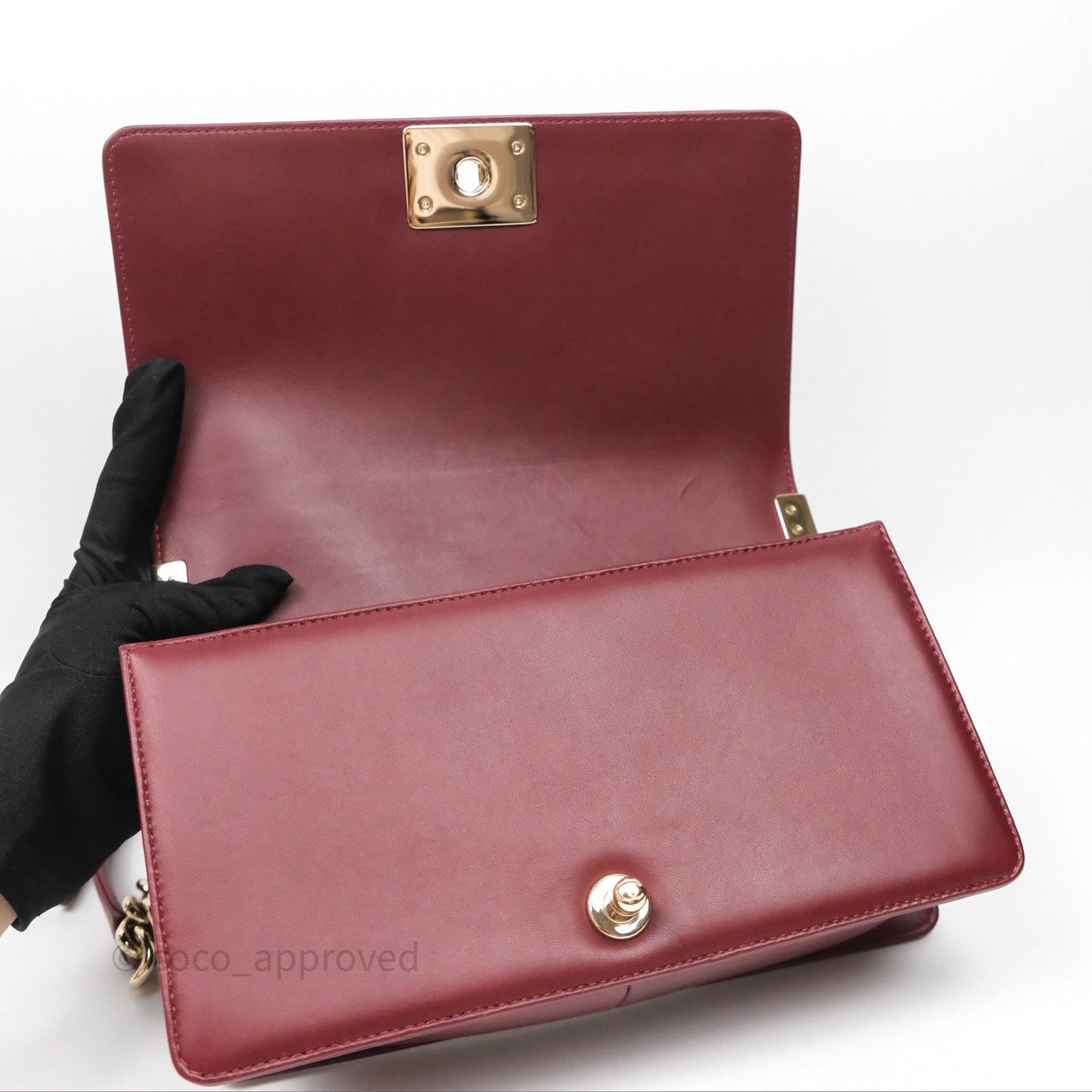 Chanel Quilted Medium Boy Dark Red Lambskin Gold Hardware