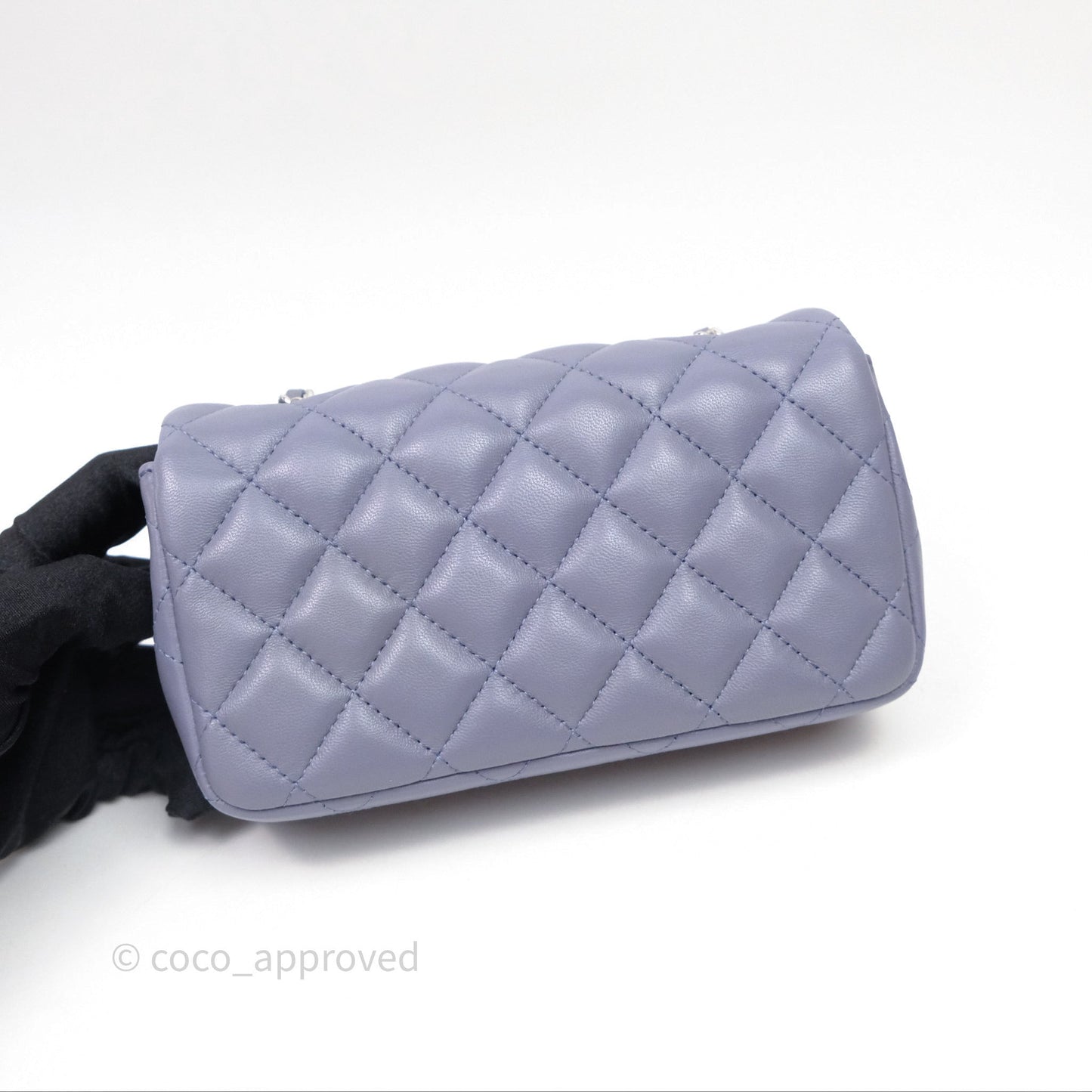 Chanel Quilted Extra Mini Rectangular Flap Purple Lambskin Silver Hardware
