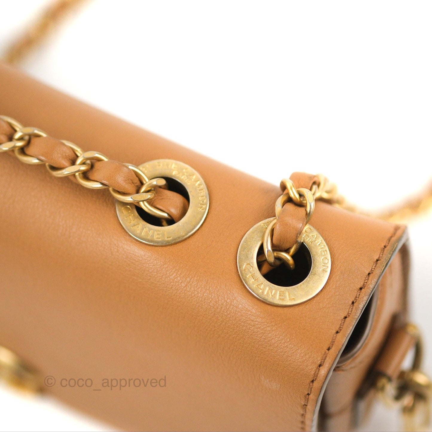 Chanel Flap Bag with Coin Purse Caramel Beige Calfskin Aged Gold Hardware 19K