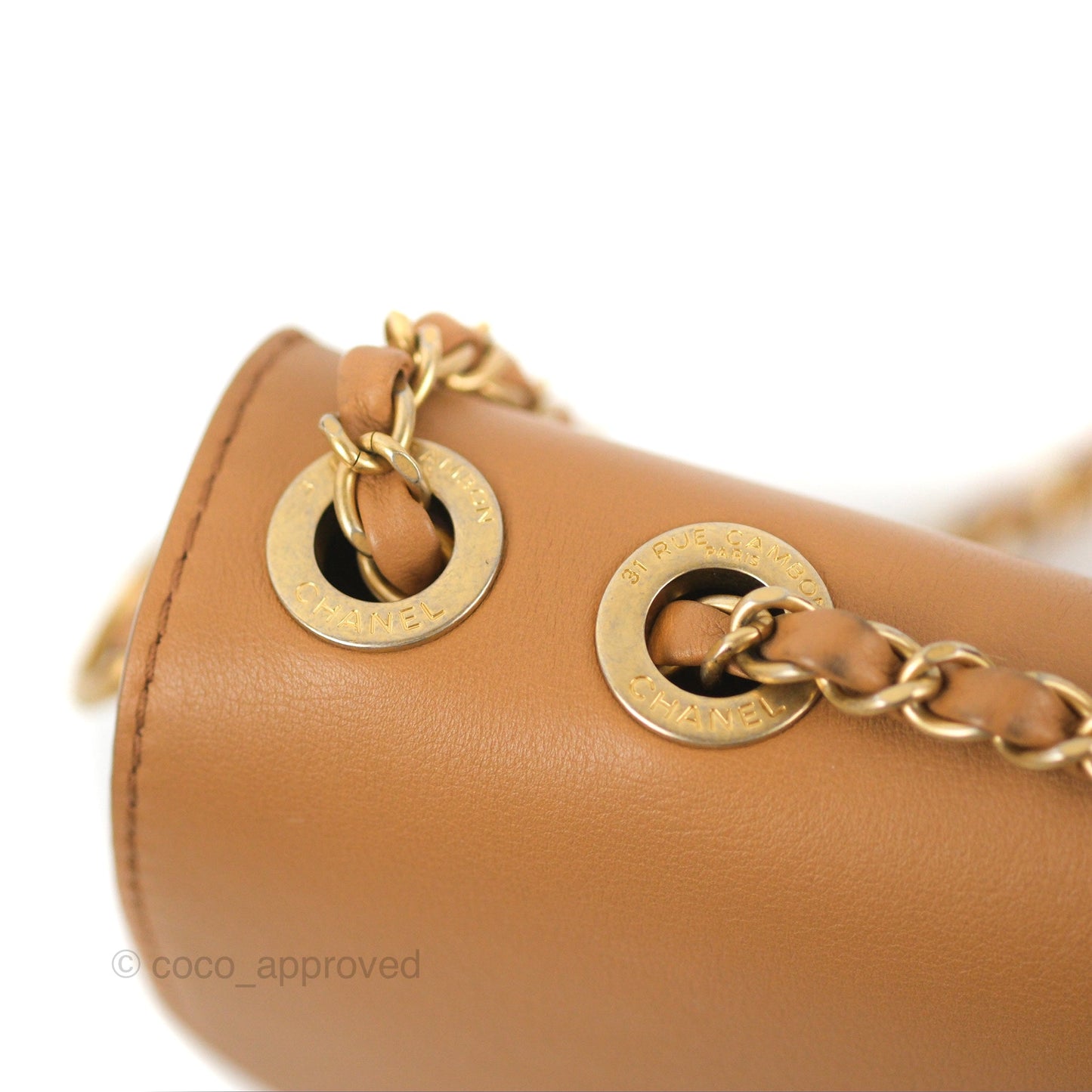 Chanel Flap Bag with Coin Purse Caramel Beige Calfskin Aged Gold Hardware 19K