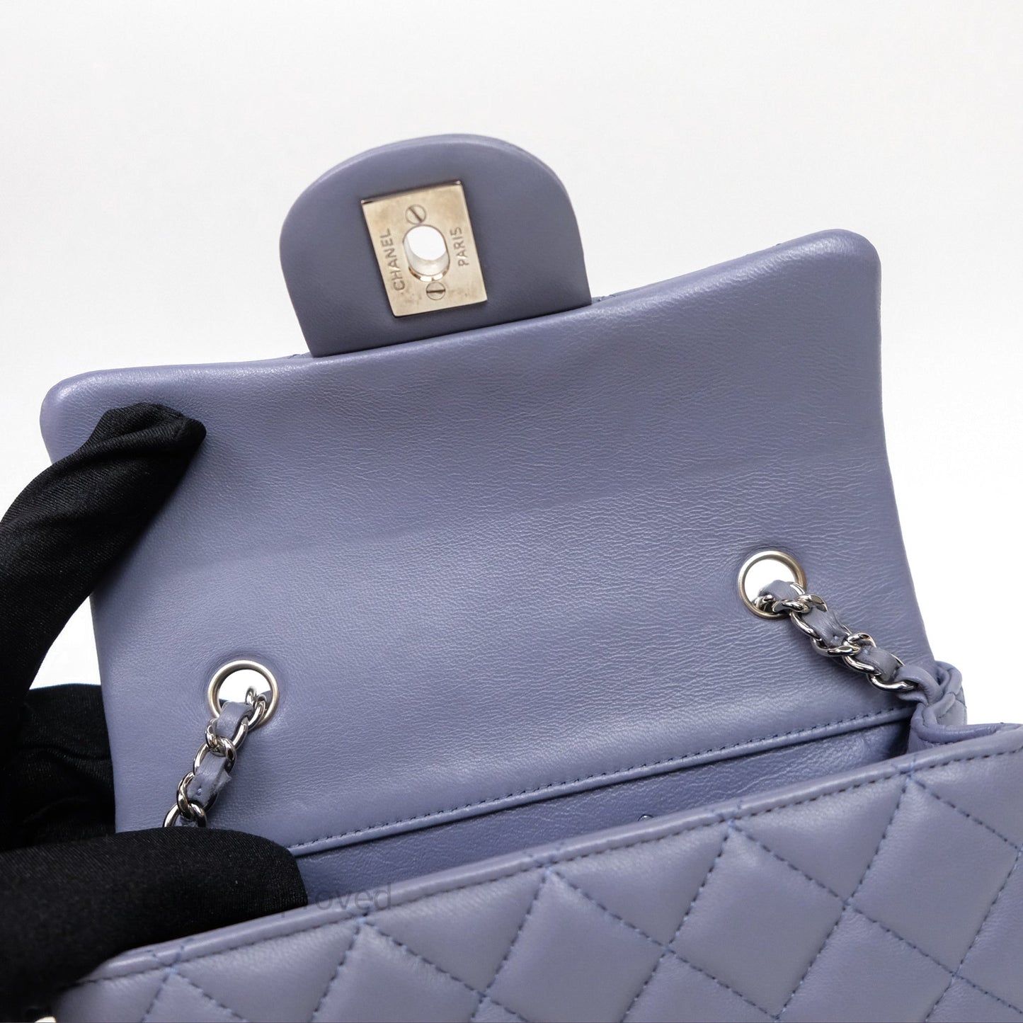 Chanel Quilted Extra Mini Rectangular Flap Purple Lambskin Silver Hardware