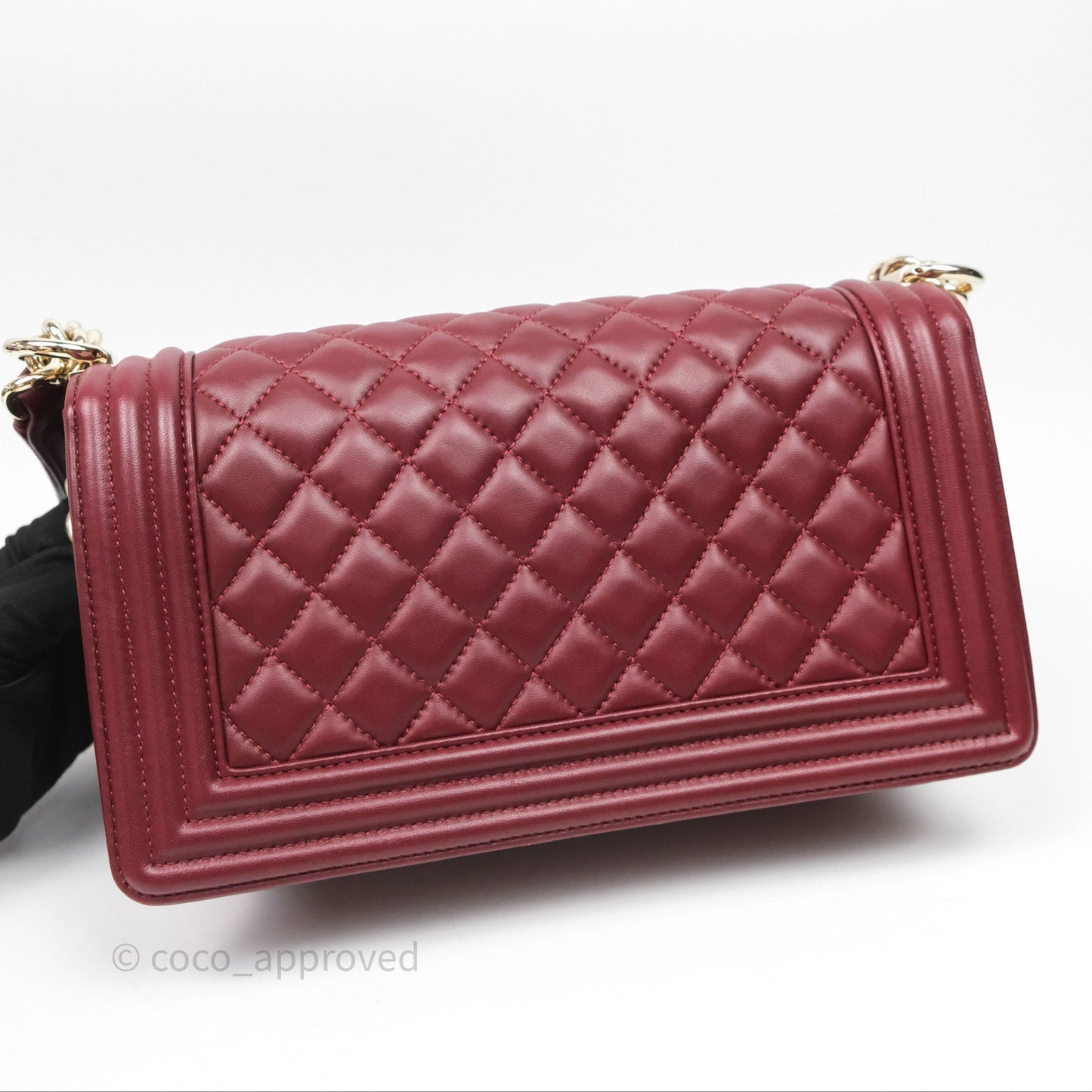 Chanel Quilted Medium Boy Dark Red Lambskin Gold Hardware