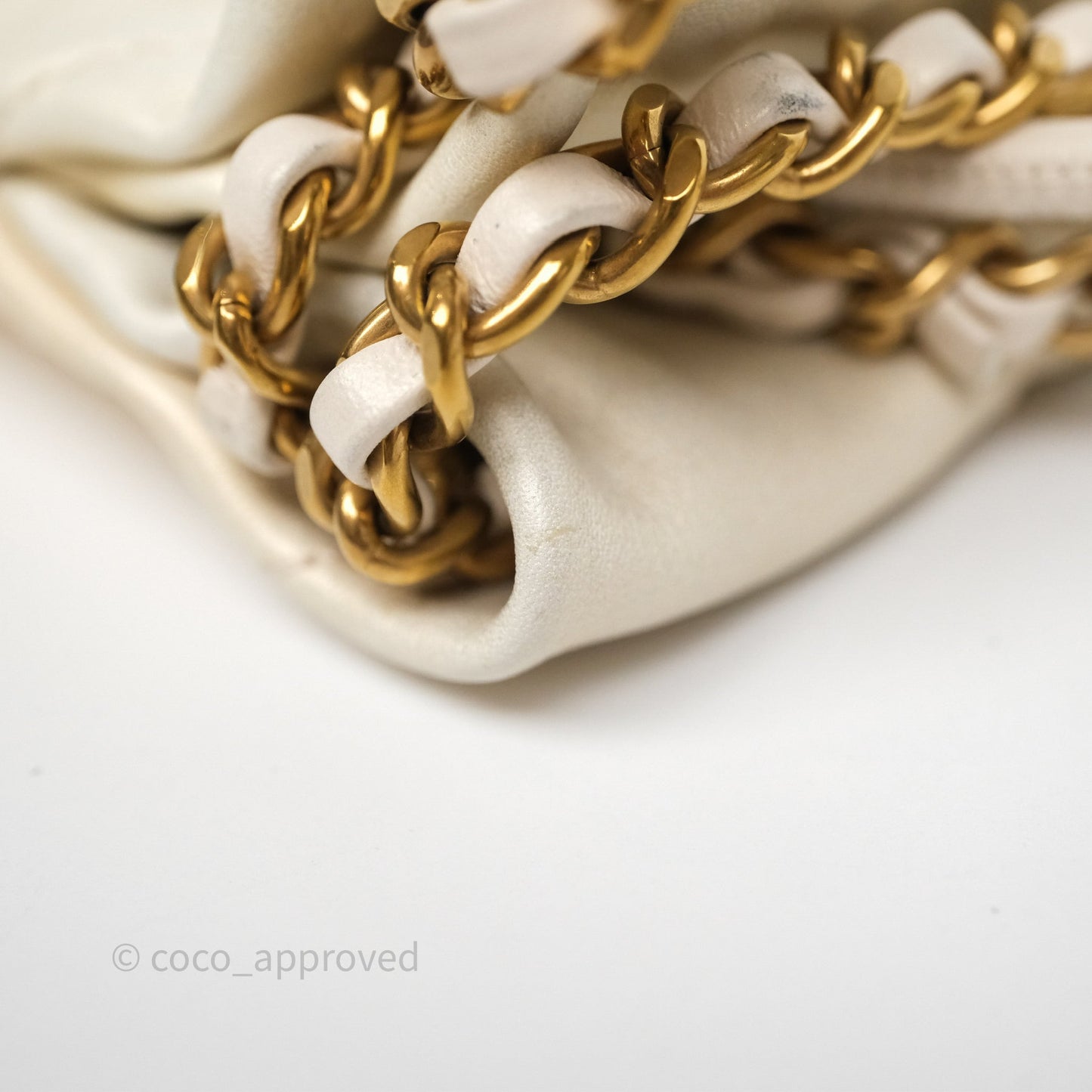 Chanel 22 Mini Bag Iridescent Light Pearly Calfskin Aged Gold Hardware