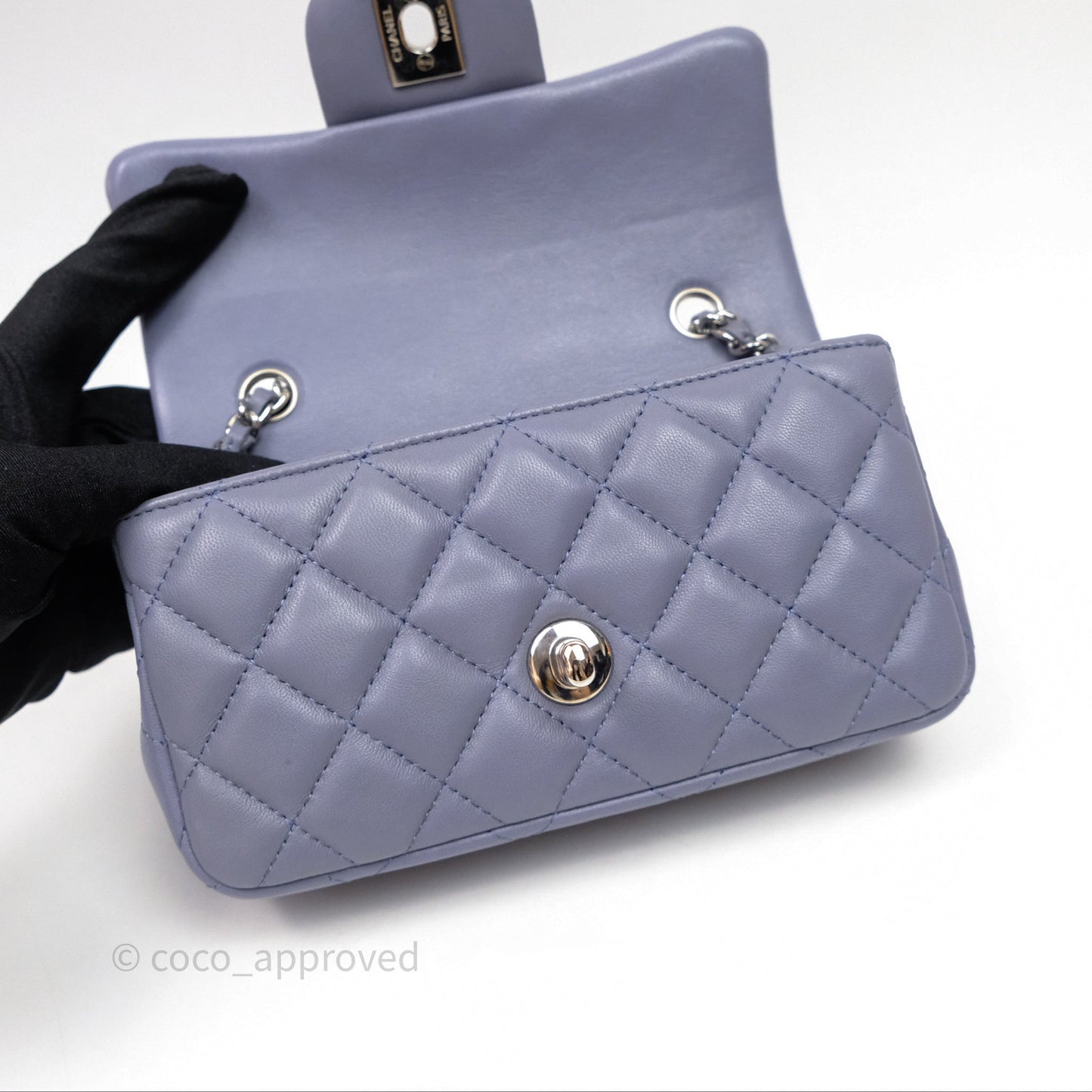 Chanel Quilted Extra Mini Rectangular Flap Purple Lambskin Silver Hardware