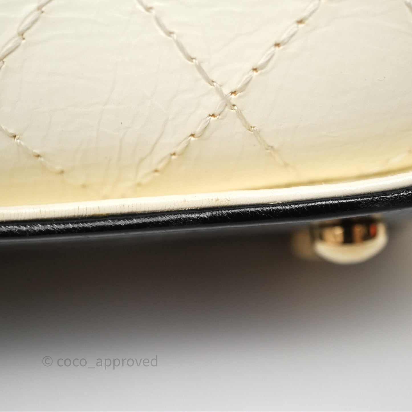 Chanel Quilted Stitched Vanity Case Bag Black/Ivory Calfskin Gold Hardware