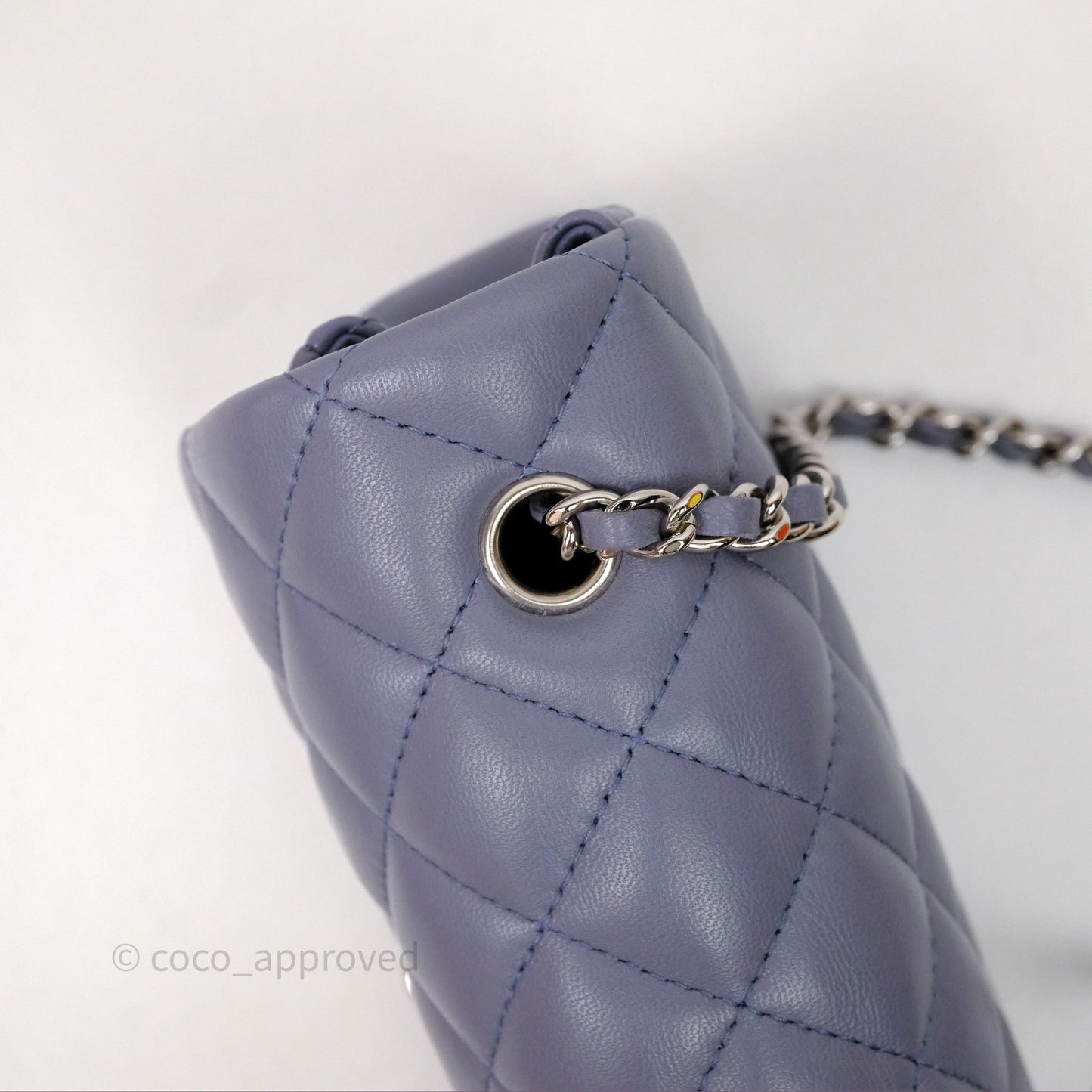 Chanel Quilted Extra Mini Rectangular Flap Purple Lambskin Silver Hardware
