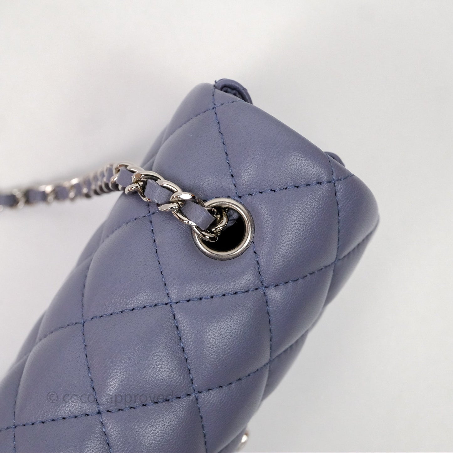 Chanel Quilted Extra Mini Rectangular Flap Purple Lambskin Silver Hardware