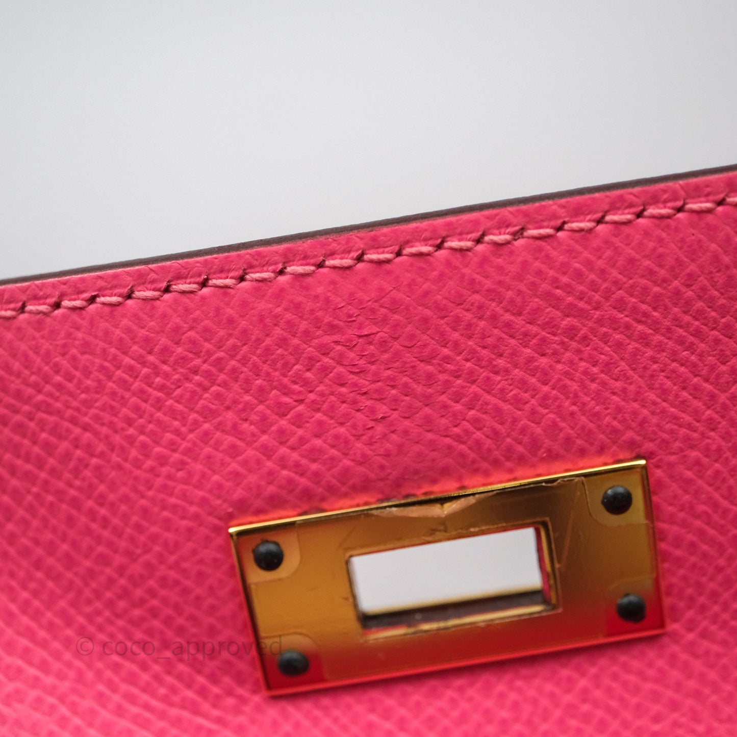 Hermès Kelly 28 Sellier Rose Lipstick U5 Epsom Gold Hardware
