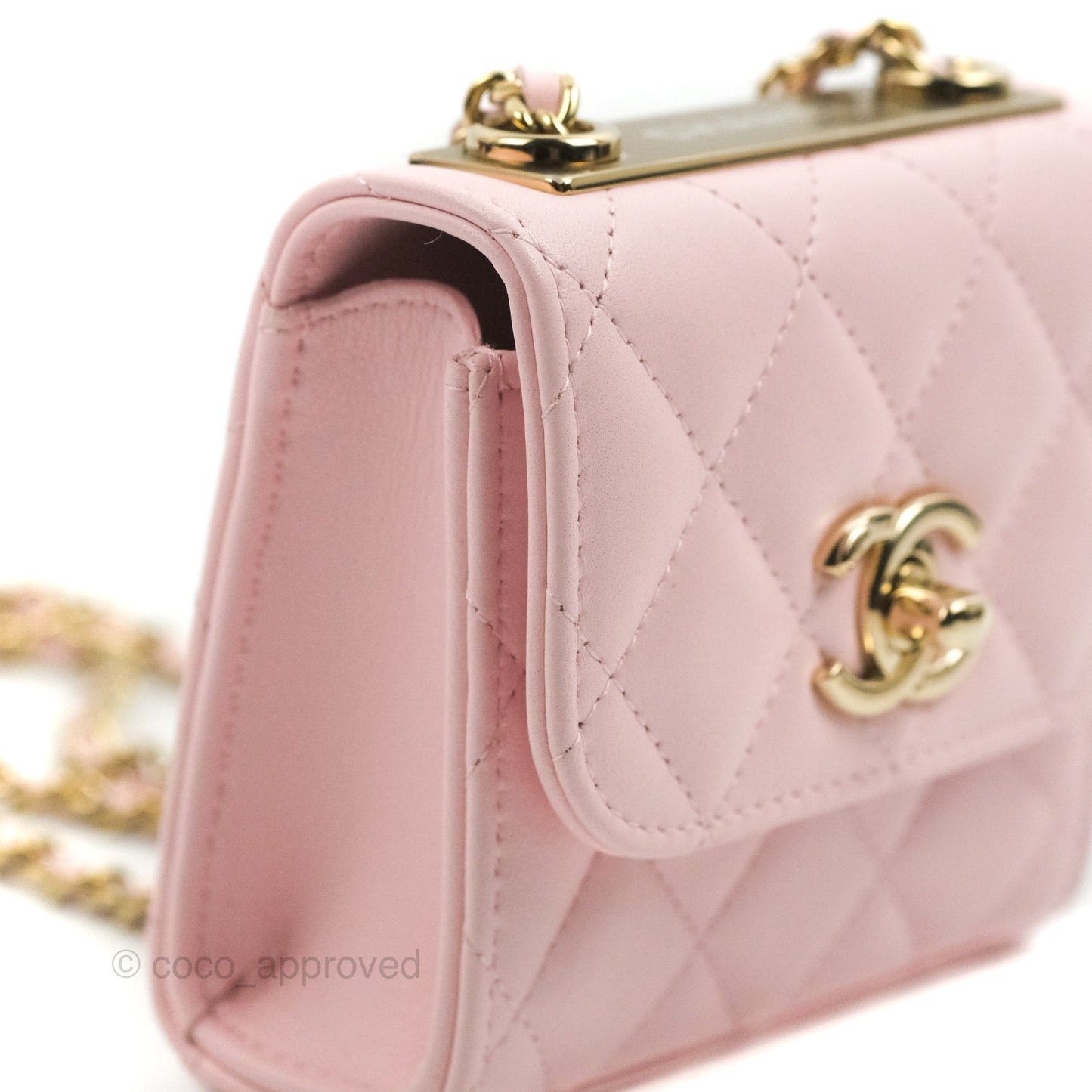 Chanel Mini Quilted Trendy CC Clutch With Chain Pink Lambskin Gold Hardware