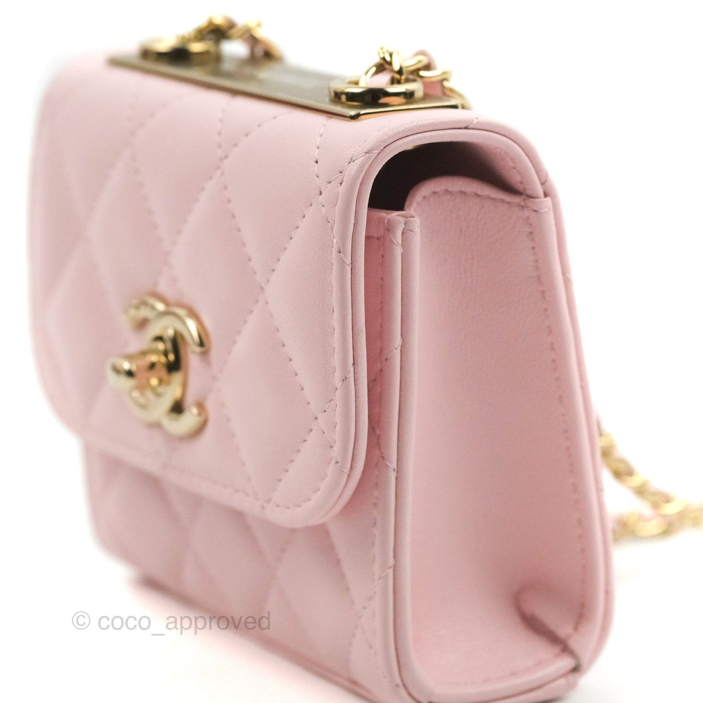 Chanel Mini Quilted Trendy CC Clutch With Chain Pink Lambskin Gold Hardware