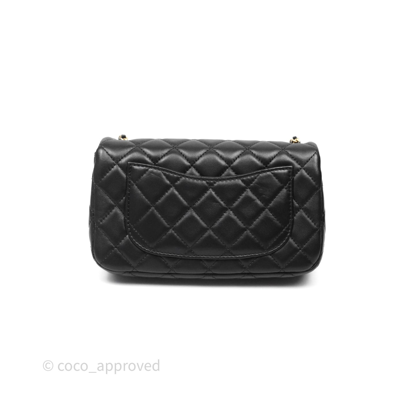 Chanel Mini Rectangular Pearl Crush Quilted Black Lambskin Aged Gold Hardware