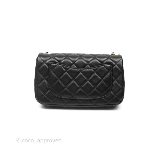 Chanel Mini Rectangular Pearl Crush Quilted Black Lambskin Aged Gold Hardware