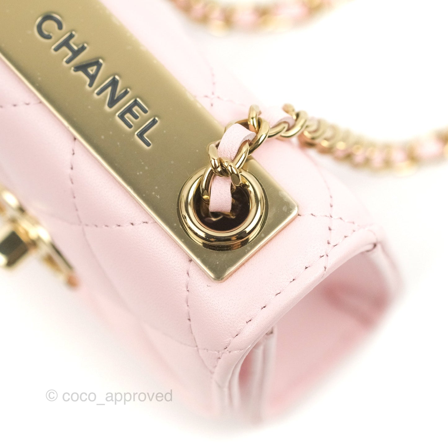 Chanel Mini Quilted Trendy CC Clutch With Chain Pink Lambskin Gold Hardware