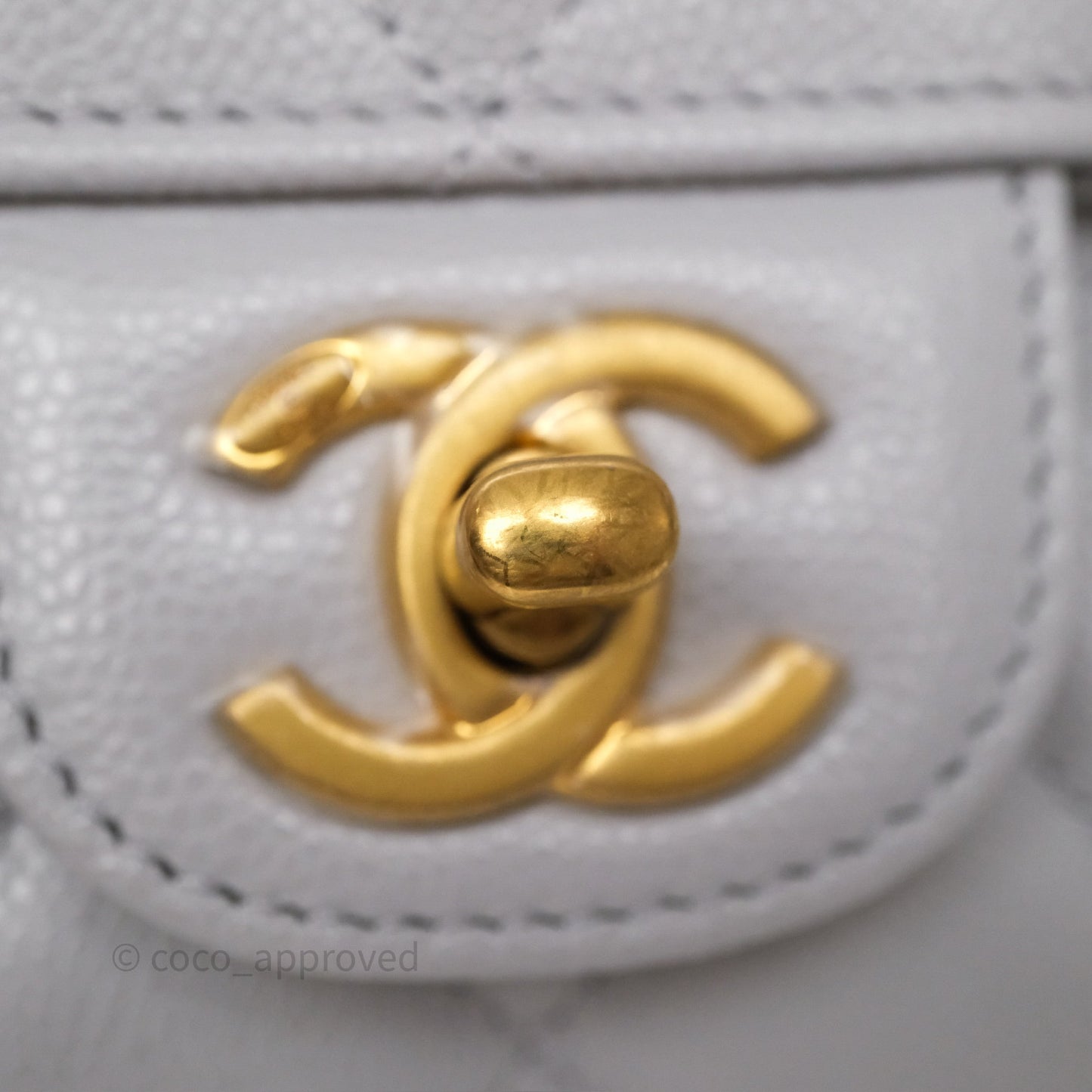 Chanel Small Chain Handle Flap Bag Grey Caviar Aged Gold Hardware 25P
