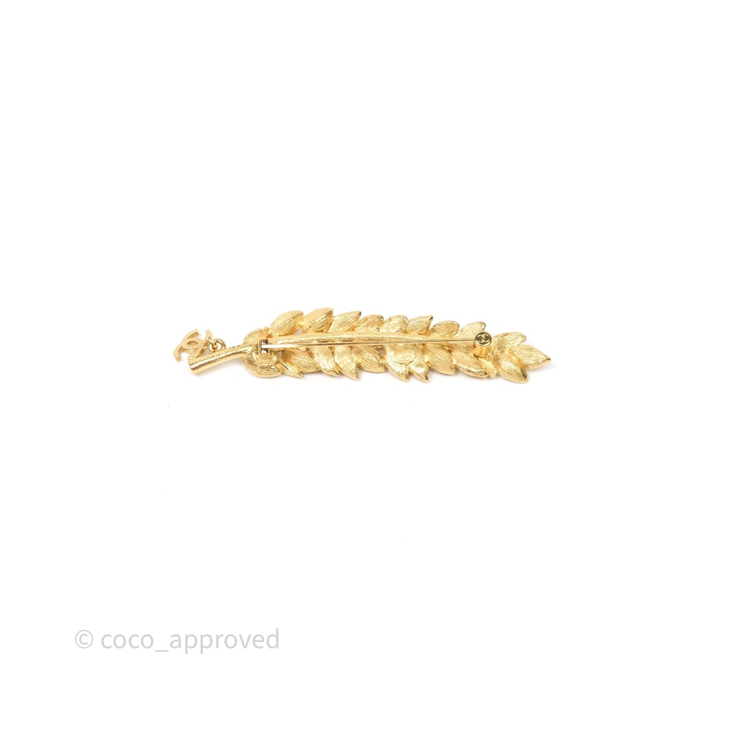 Chanel CC Wheat Crystal Brooch Gold Tone 23V