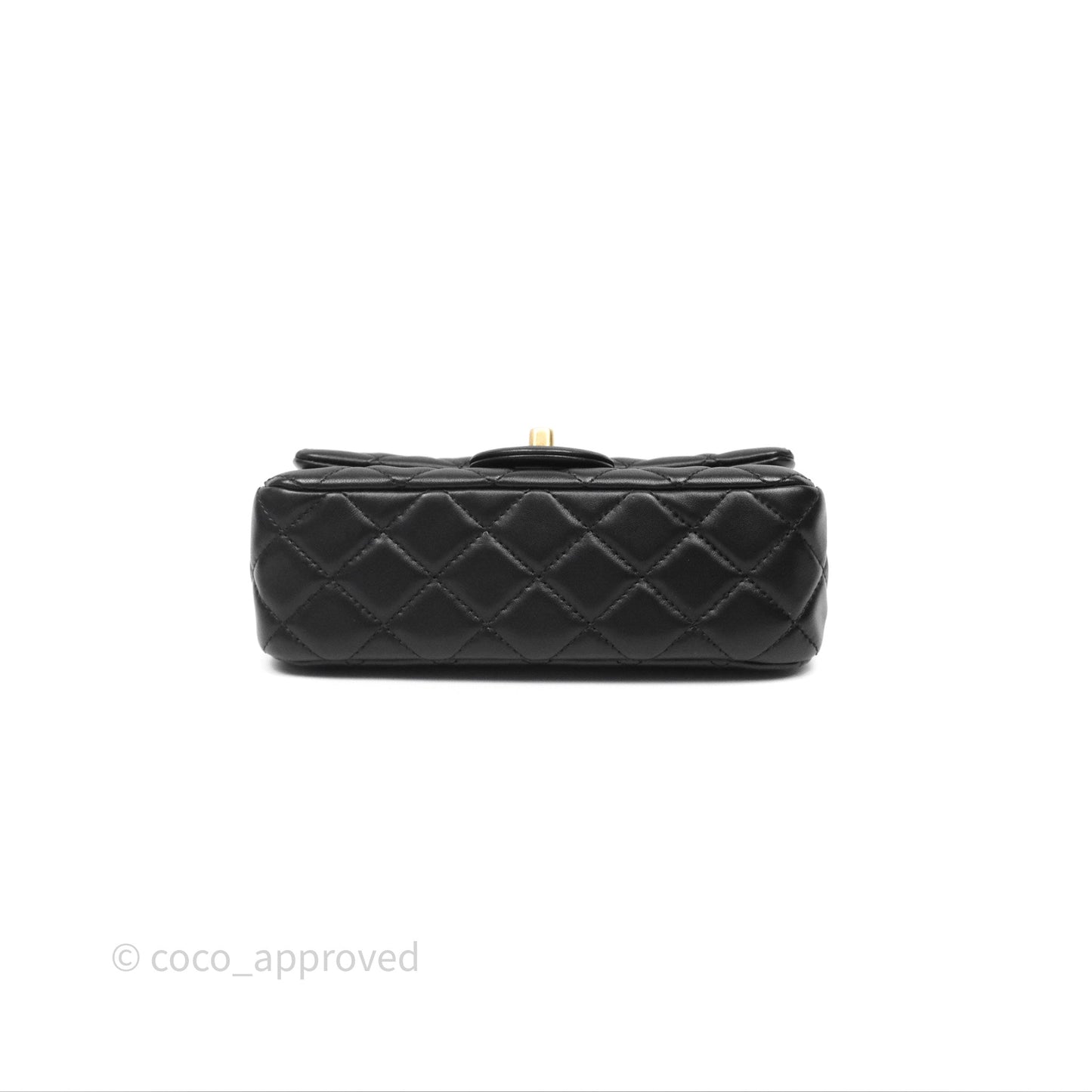 Chanel Mini Rectangular Pearl Crush Quilted Black Lambskin Aged Gold Hardware