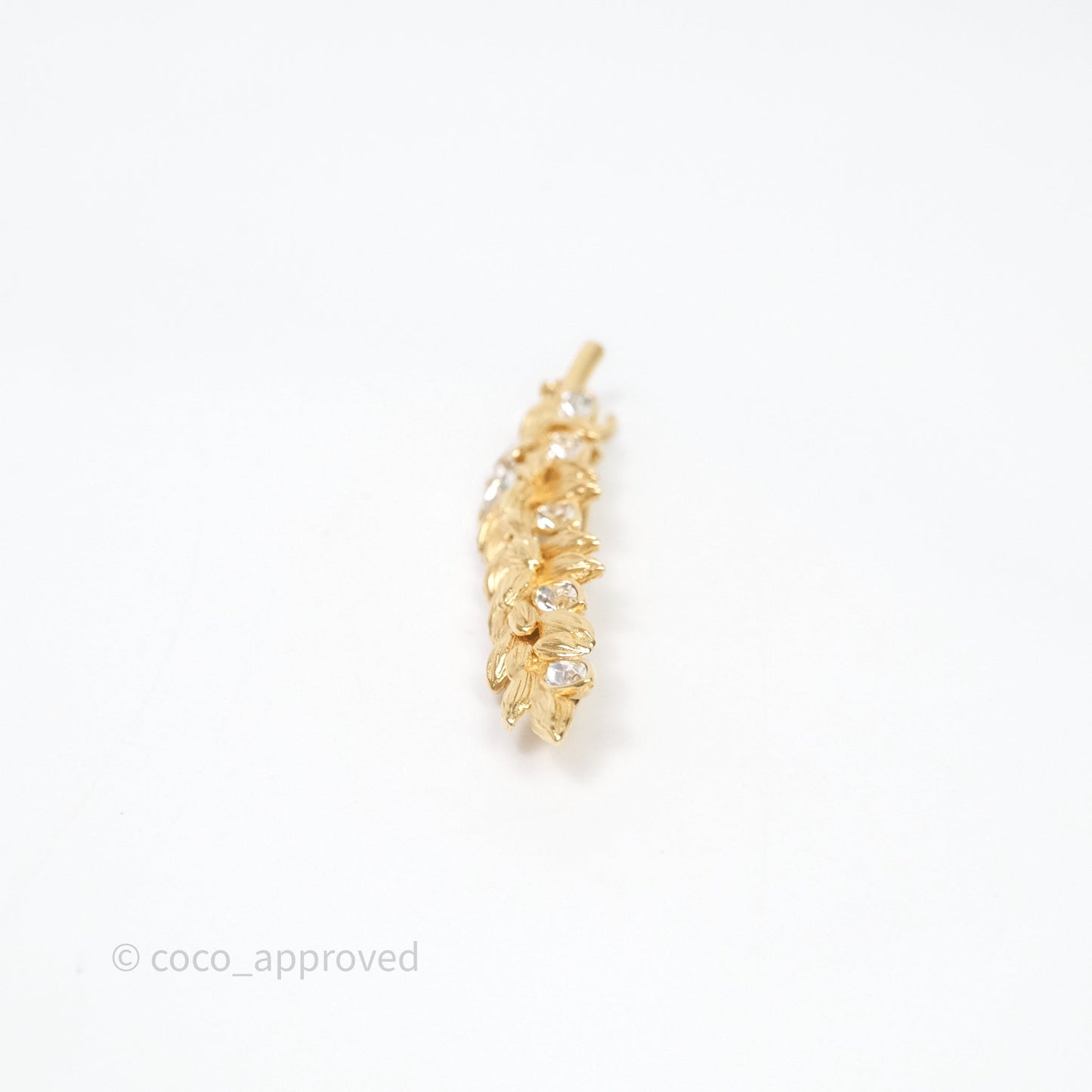 Chanel CC Wheat Crystal Brooch Gold Tone 23V