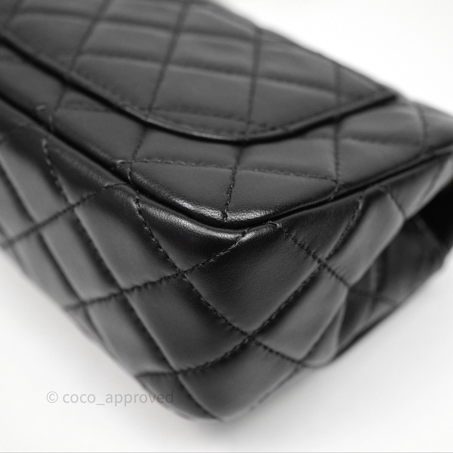 Chanel Mini Rectangular Pearl Crush Quilted Black Lambskin Aged Gold Hardware