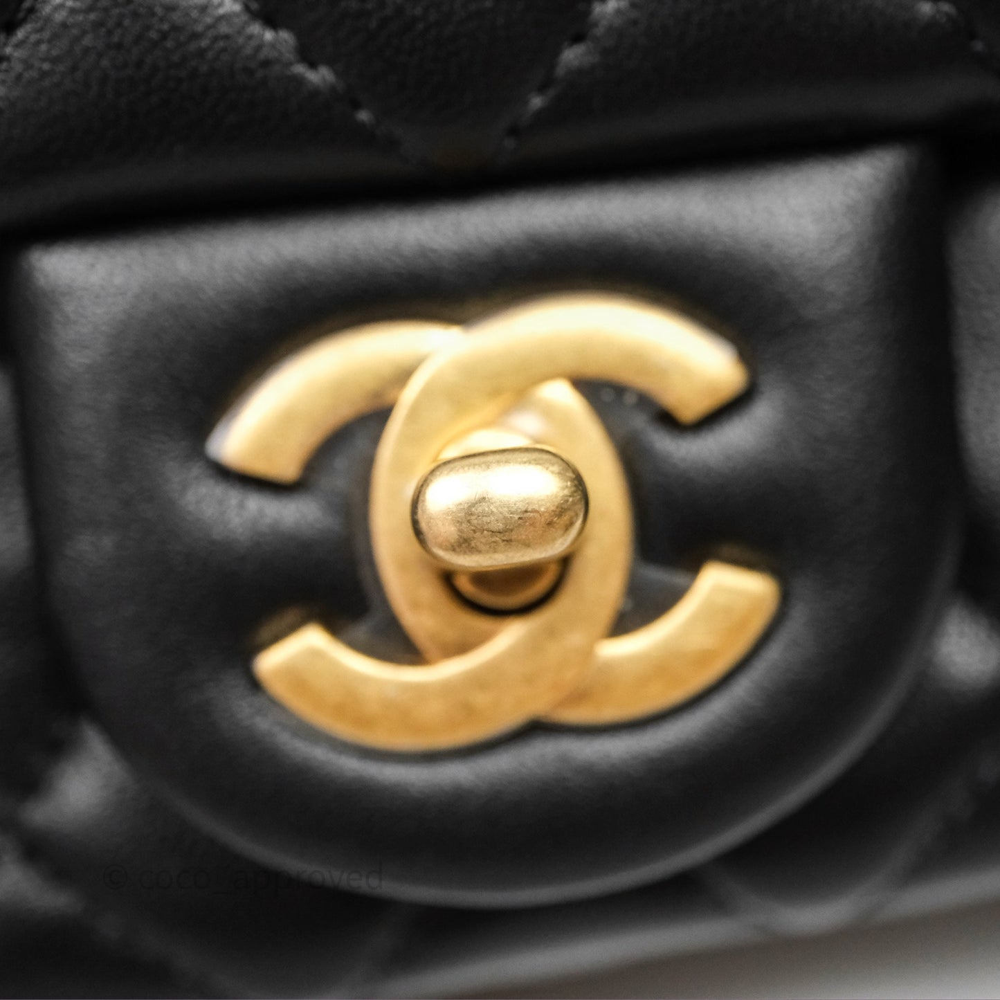 Chanel Mini Rectangular Pearl Crush Quilted Black Lambskin Aged Gold Hardware