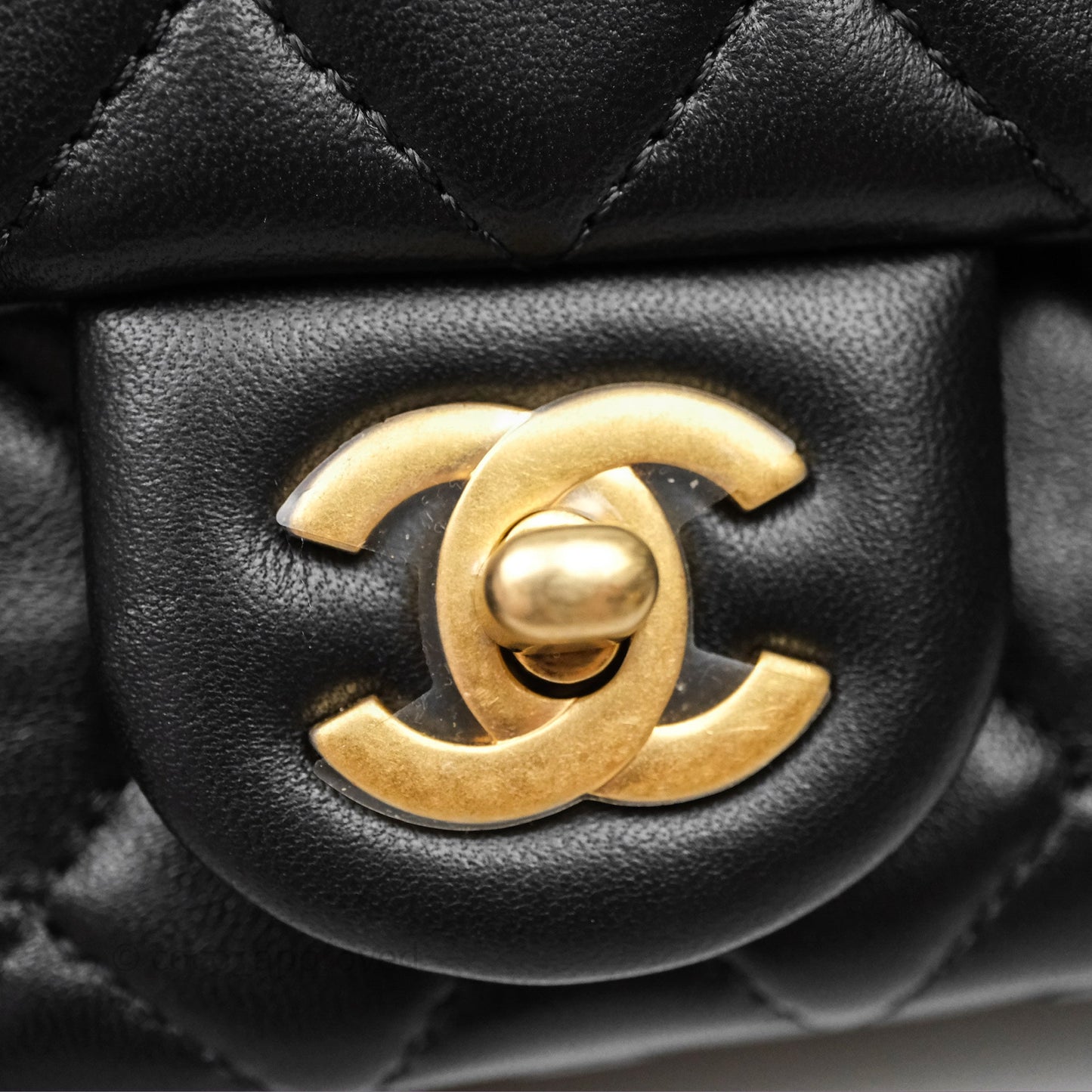 Chanel Mini Rectangular Pearl Crush Quilted Black Lambskin Aged Gold Hardware