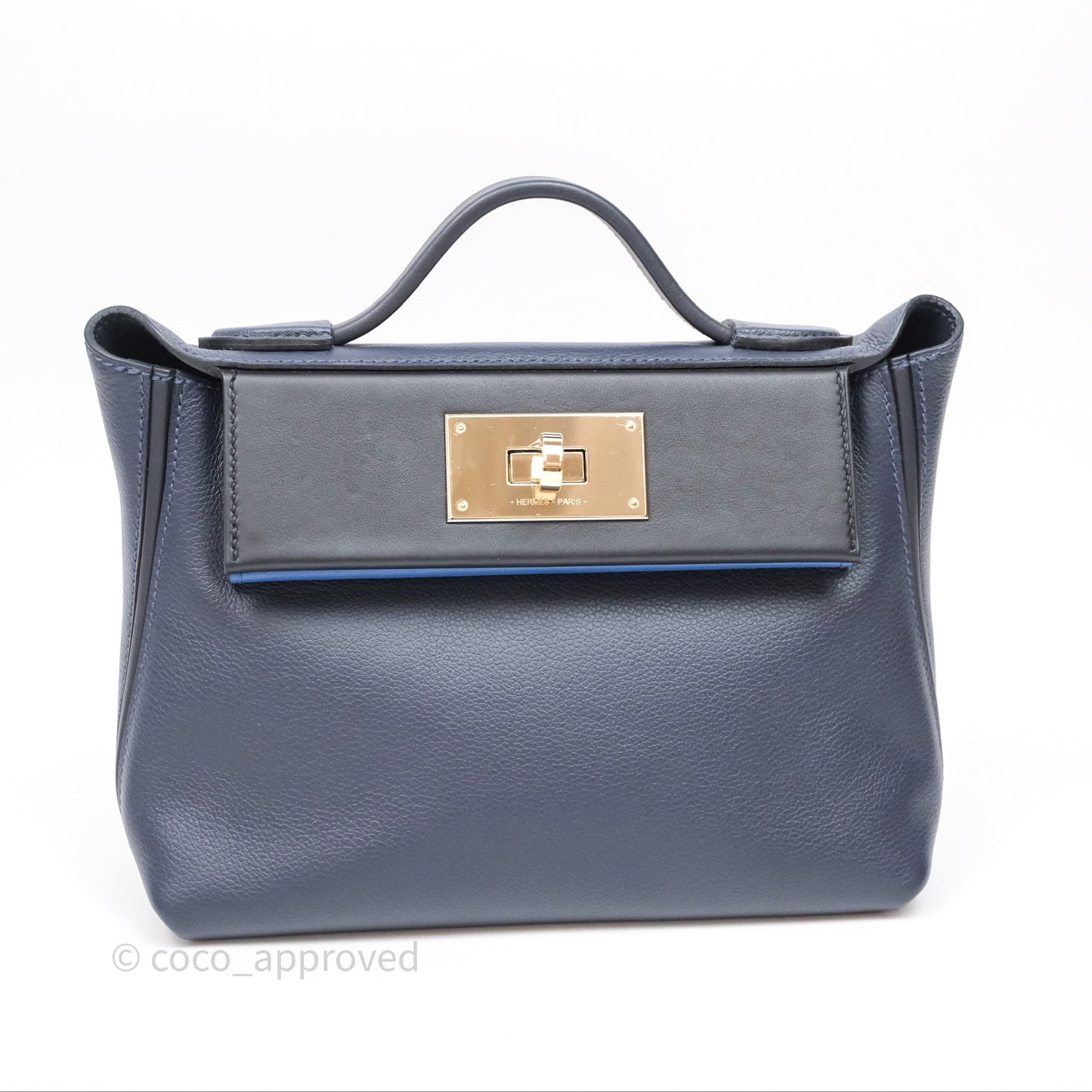 Hermès 24/24 21 Mini Multico Veau Evercolor/ Swift Blnuit/ Caban/ Noir/ Blfrance Gold Hardware