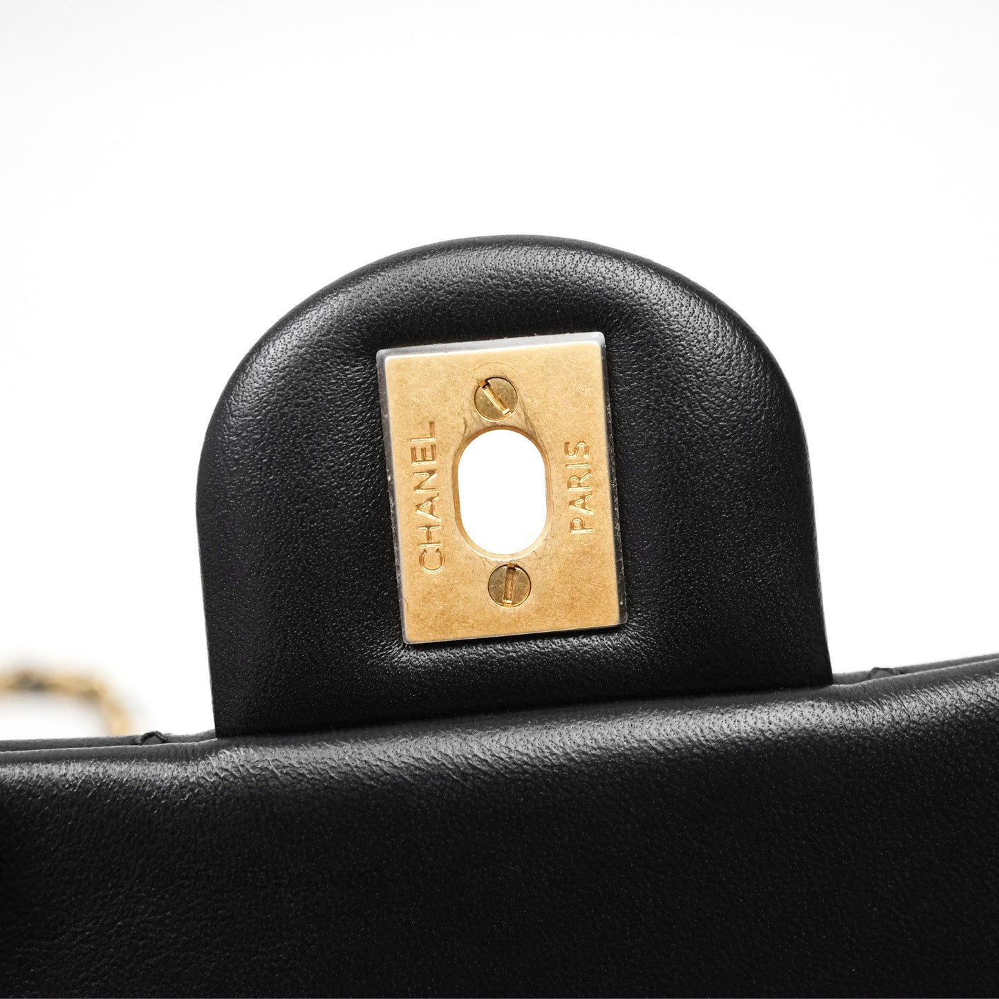 Chanel Mini Rectangular Pearl Crush Quilted Black Lambskin Aged Gold Hardware