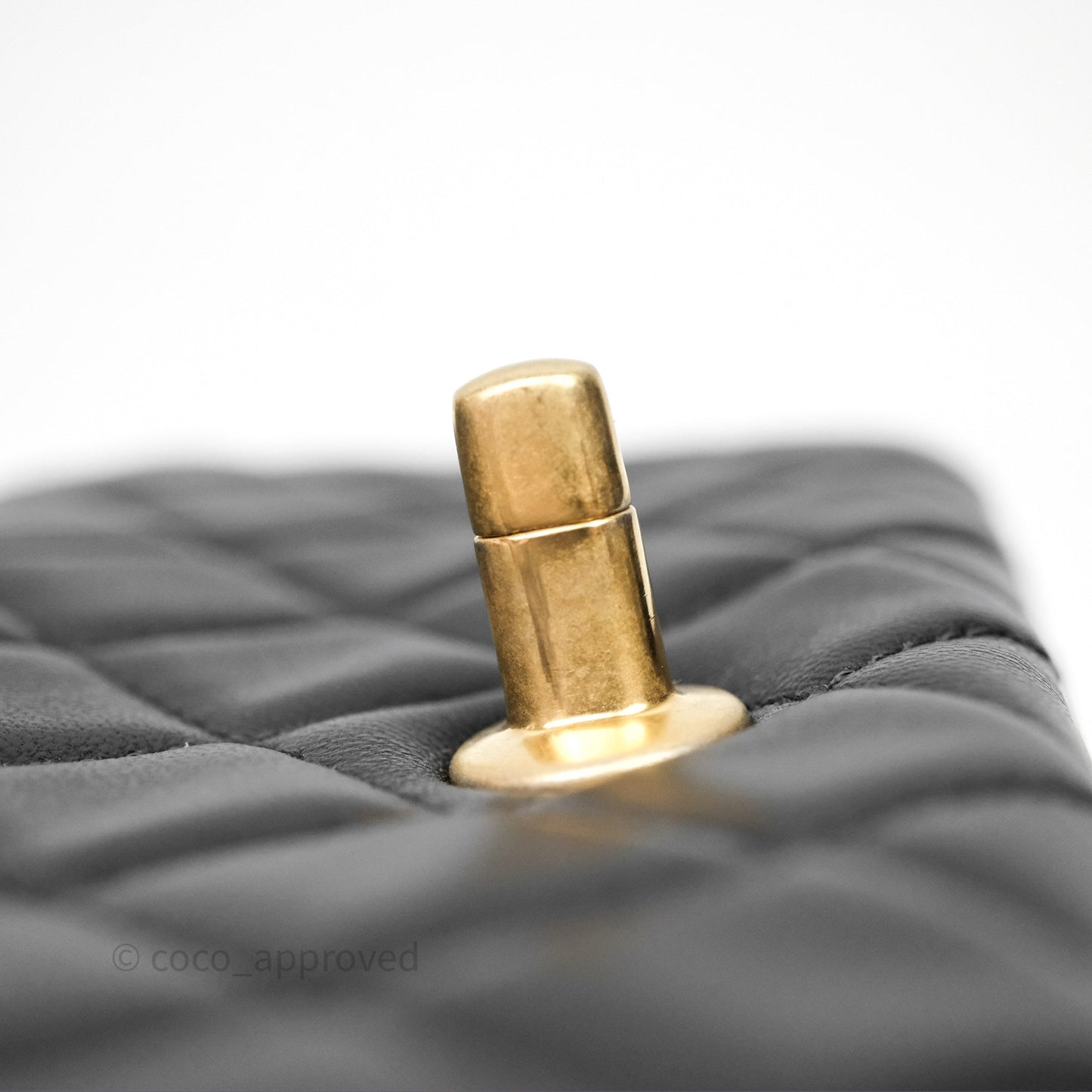 Chanel Mini Rectangular Pearl Crush Quilted Black Lambskin Aged Gold Hardware