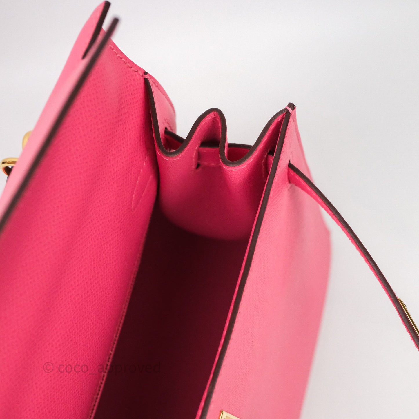 Hermès Kelly 28 Sellier Rose Lipstick U5 Epsom Gold Hardware