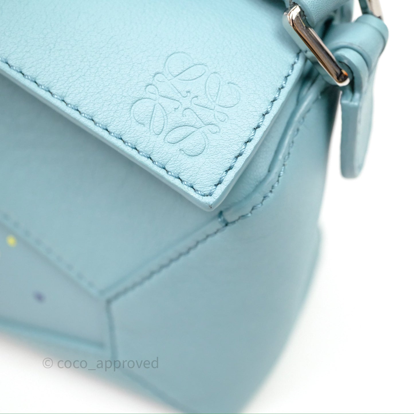Loewe Mini Squid Suna Puzzle Bag Blue Silver Hardware