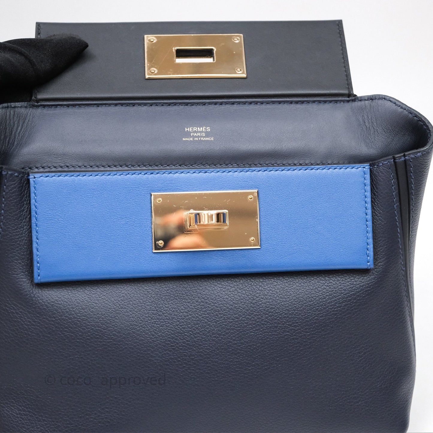 Hermès 24/24 21 Mini Multico Veau Evercolor/ Swift Blnuit/ Caban/ Noir/ Blfrance Gold Hardware