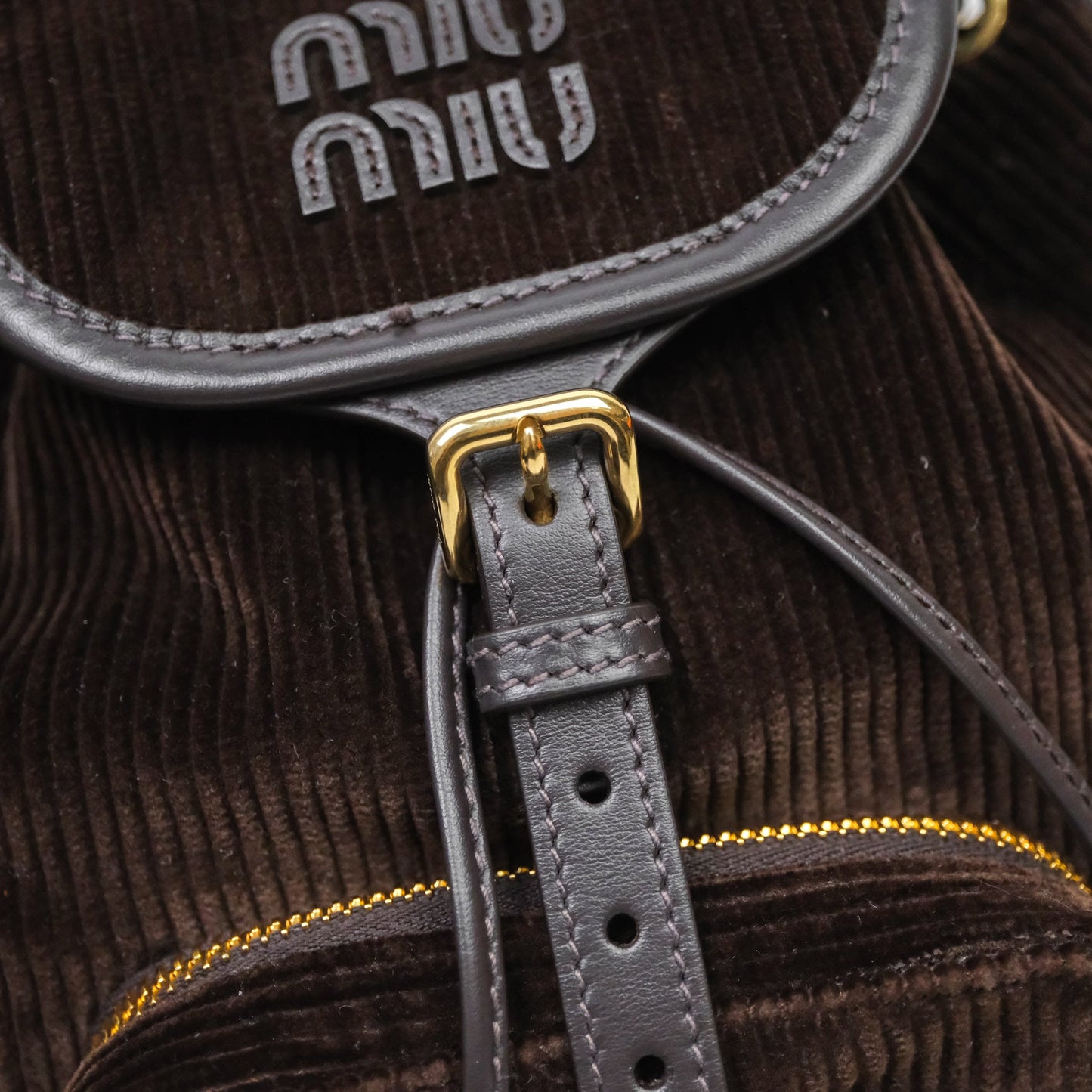 Miu Miu Corduroy Backpack Ebony