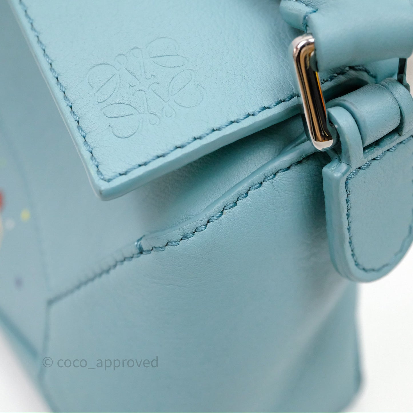 Loewe Mini Squid Suna Puzzle Bag Blue Silver Hardware